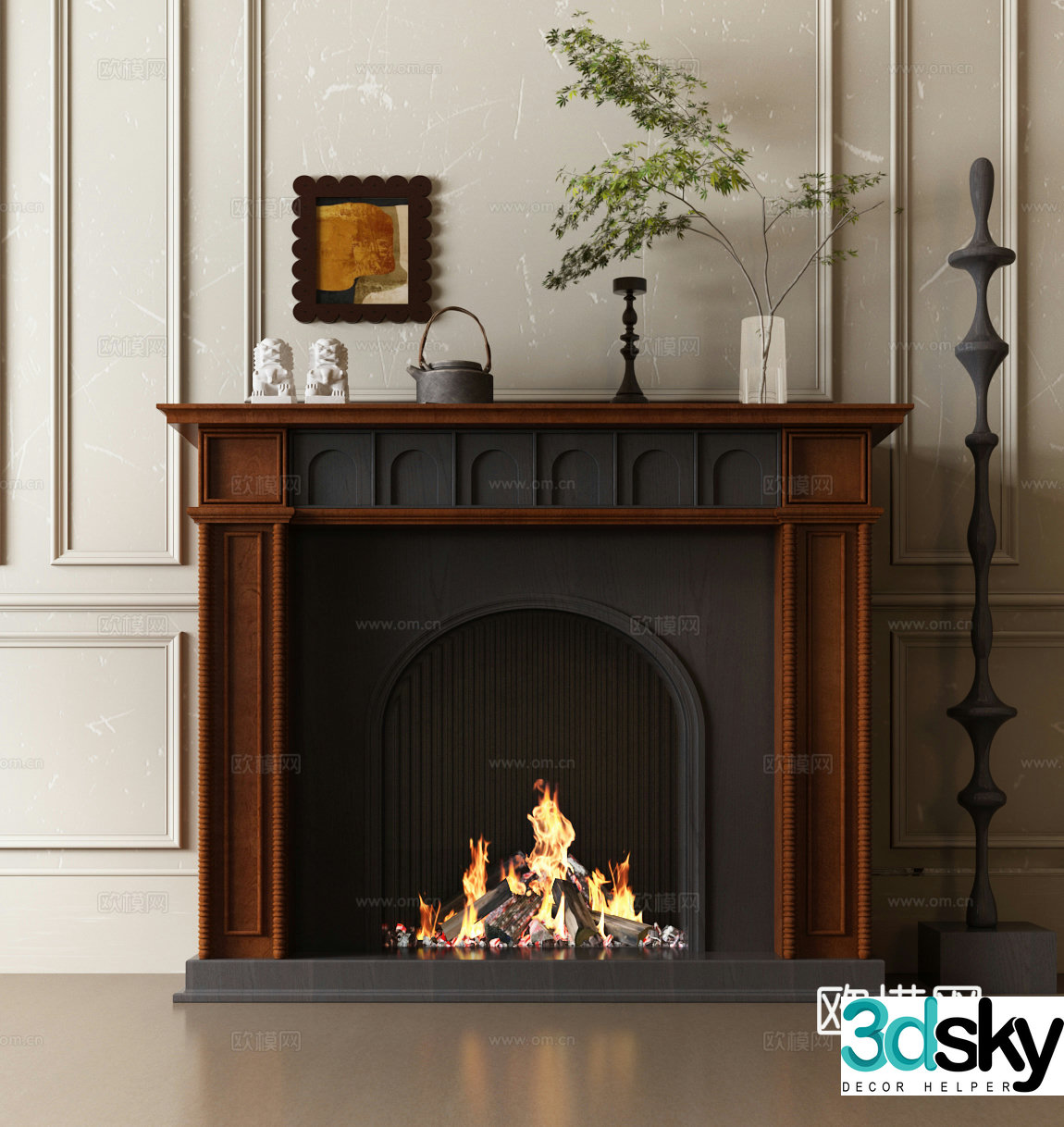 Modern French fireplace 3d model