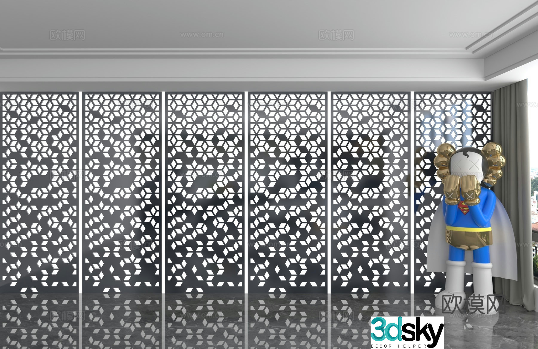 Modern background wall 3d model