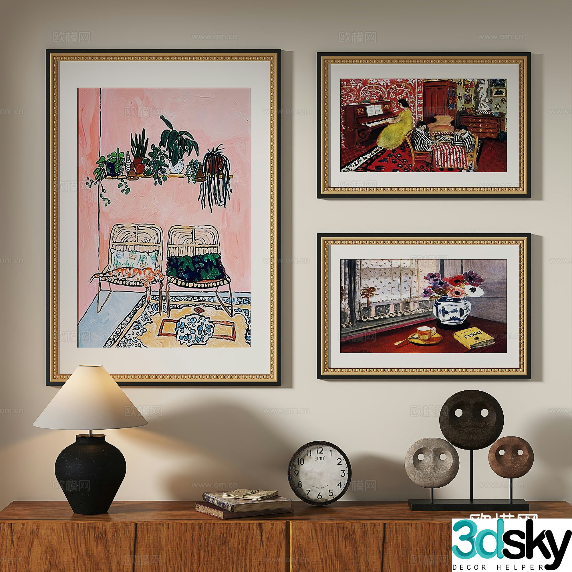 French retro oil painting modern European classical decorative painting 3d model