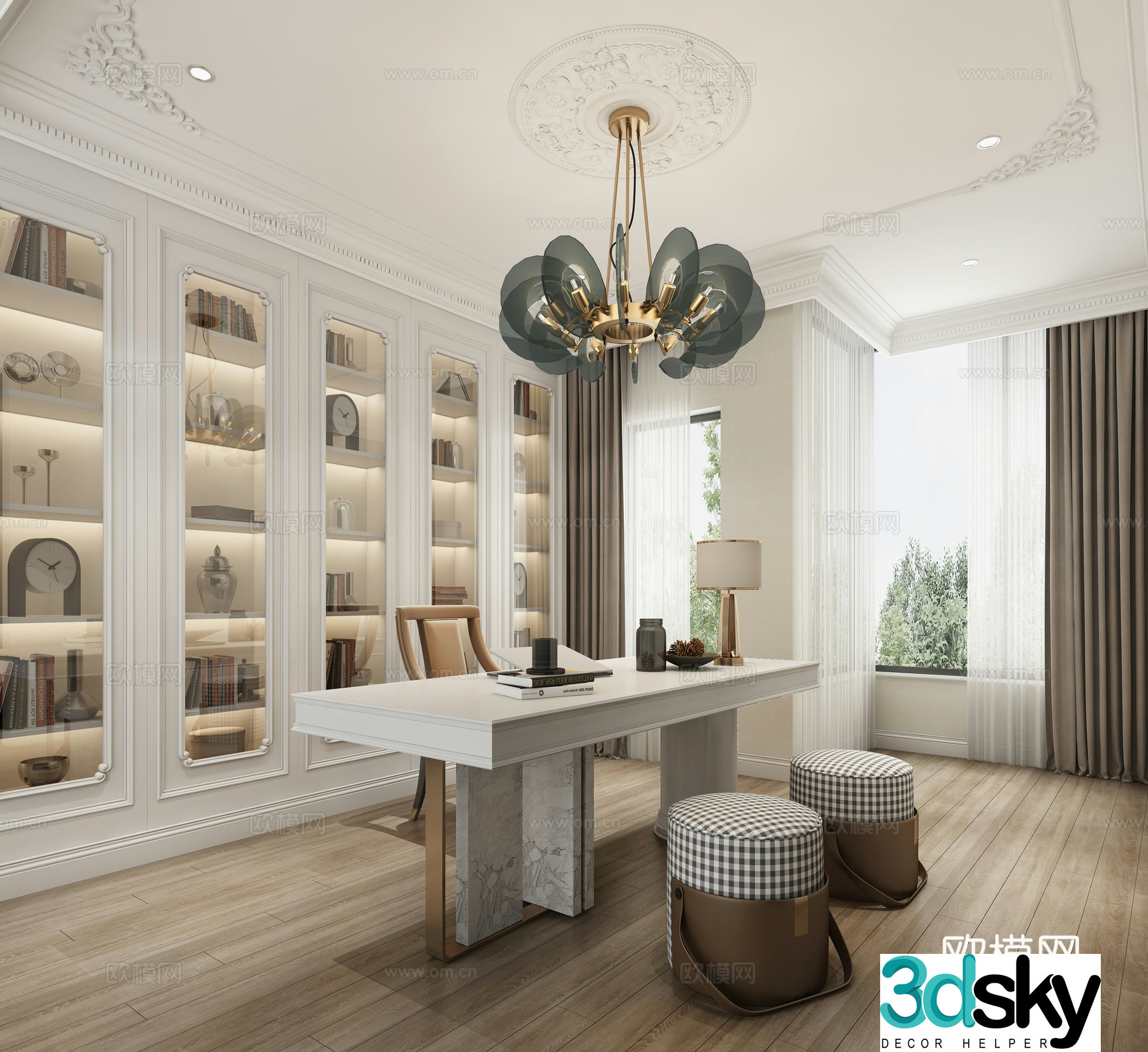 Modern American study 3D model