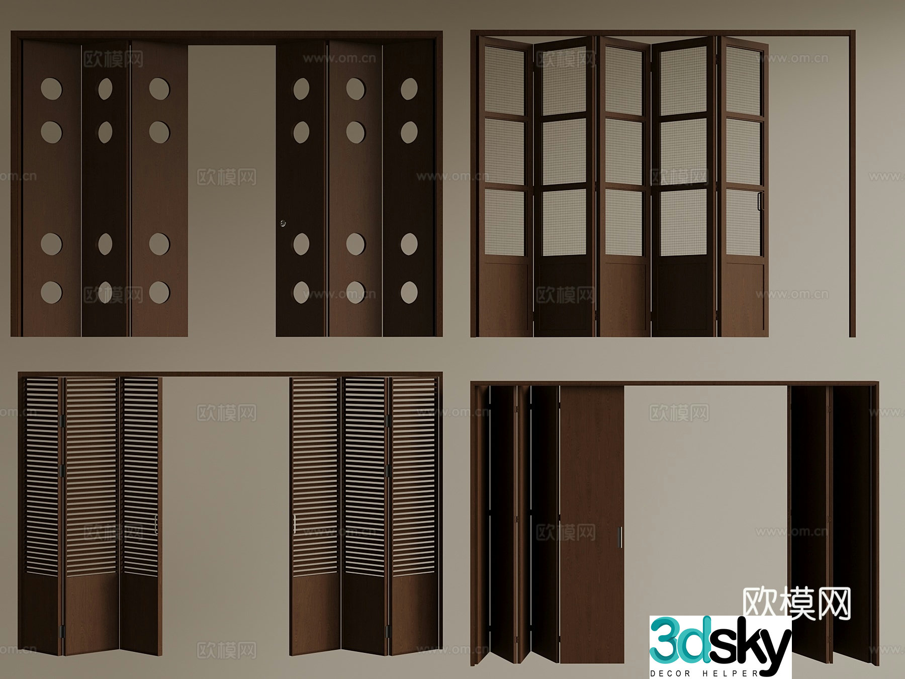 Middle-aged folding door 3D model