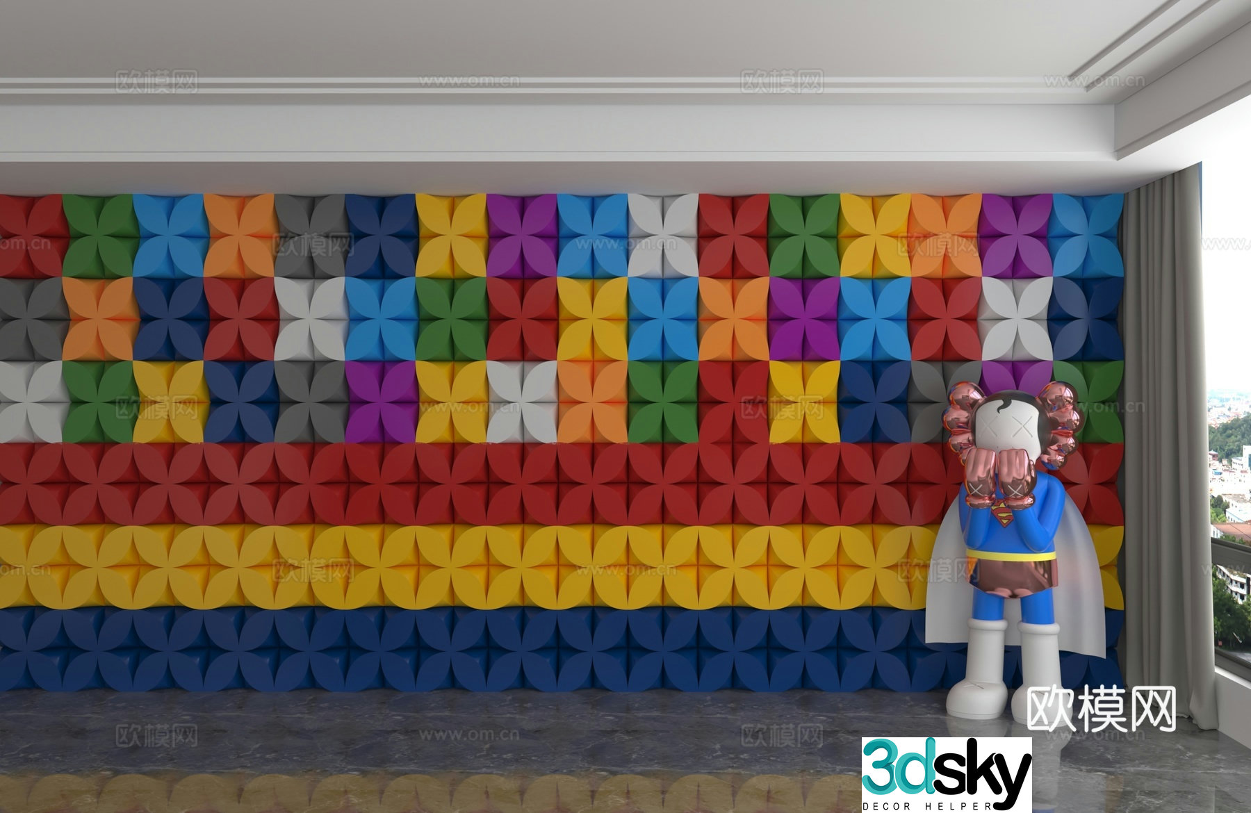 Modern background wall 3d model