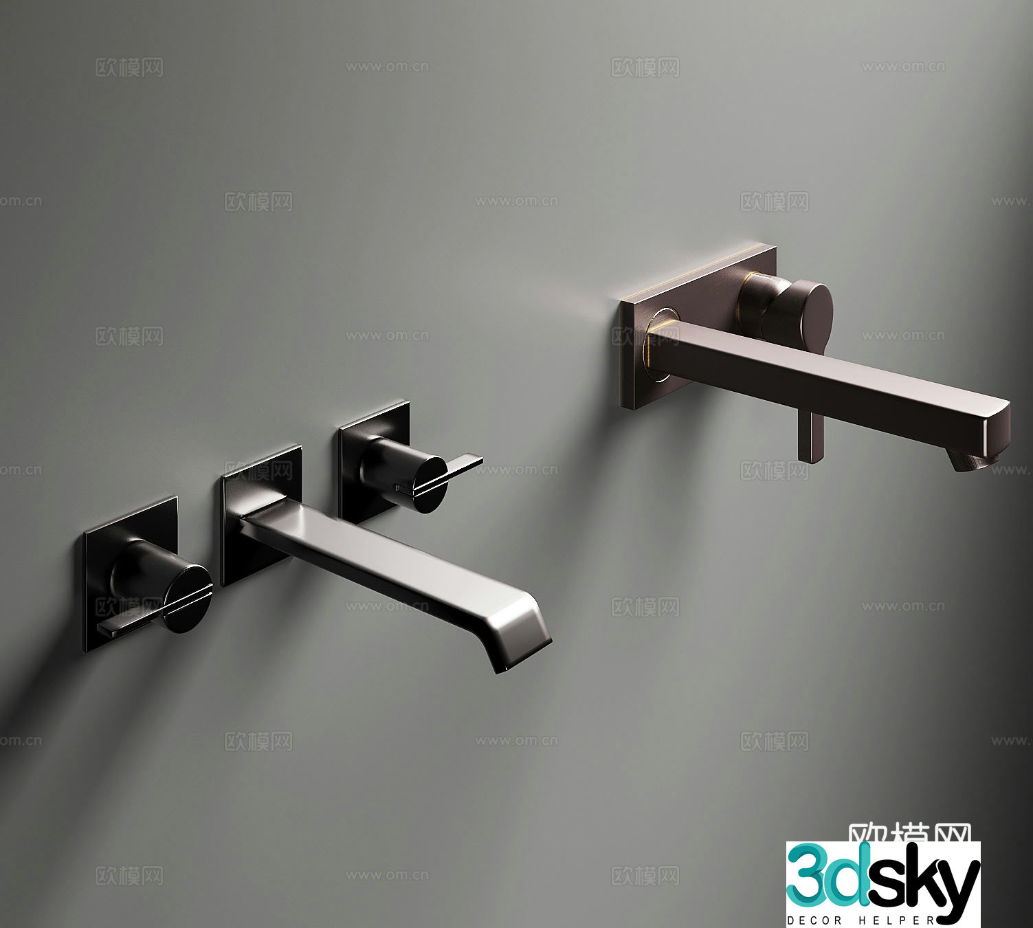 Modern wall drain faucet 3d model