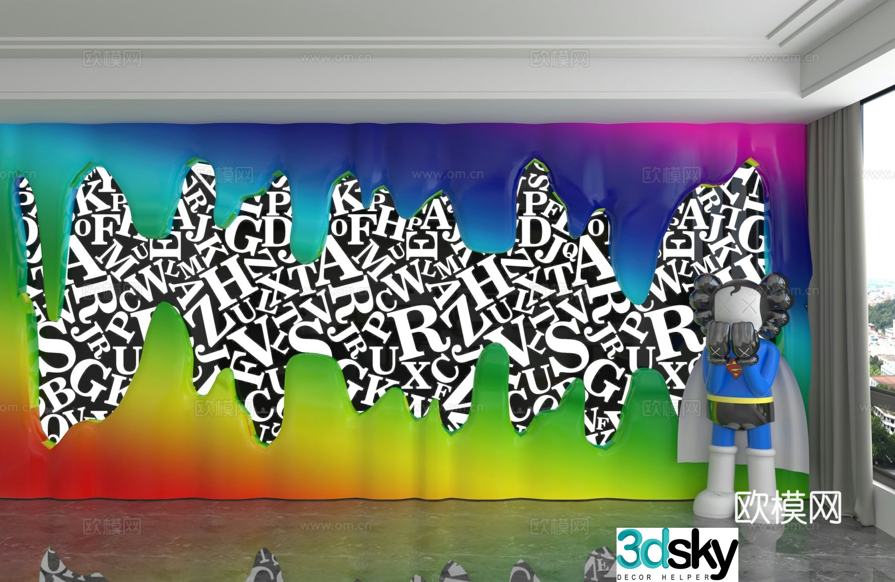 Modern background wall 3d model