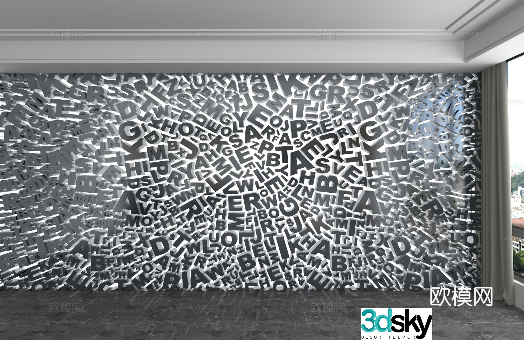 Modern background wall 3d model