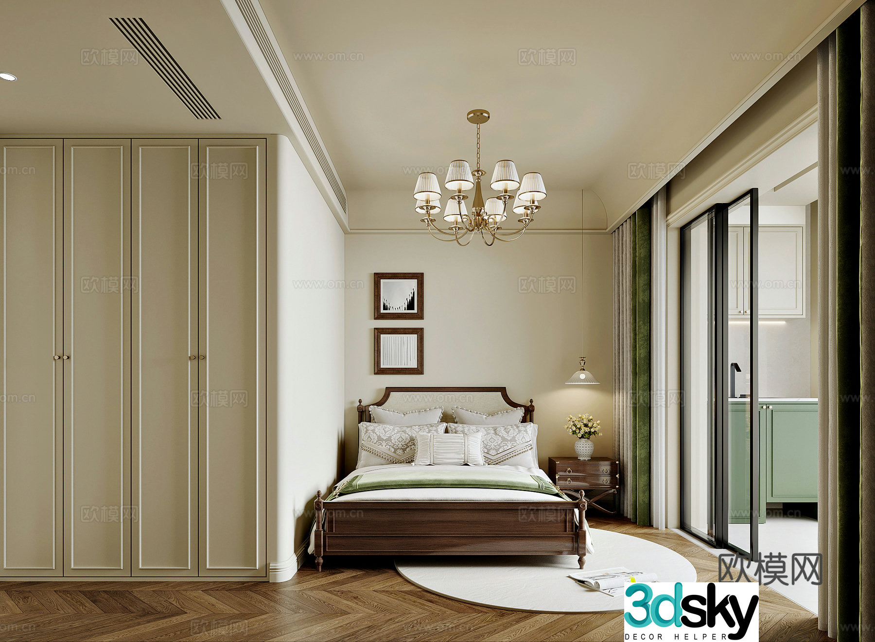 American bedroom 3d model