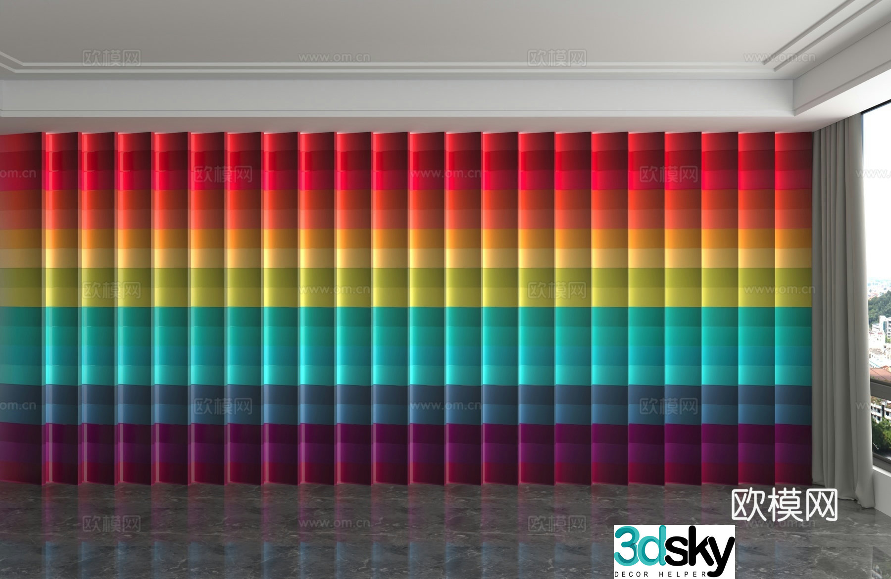 Modern background wall 3d model