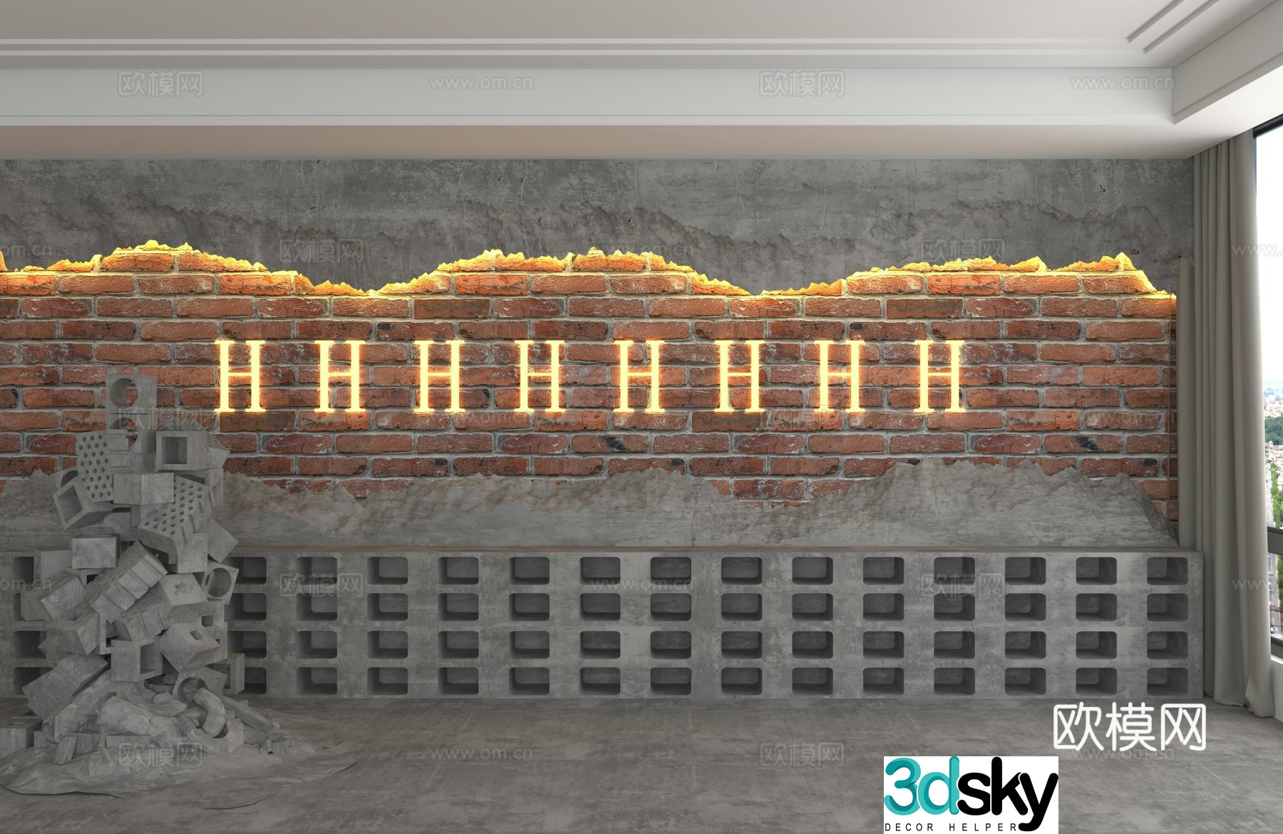Modern background wall 3d model