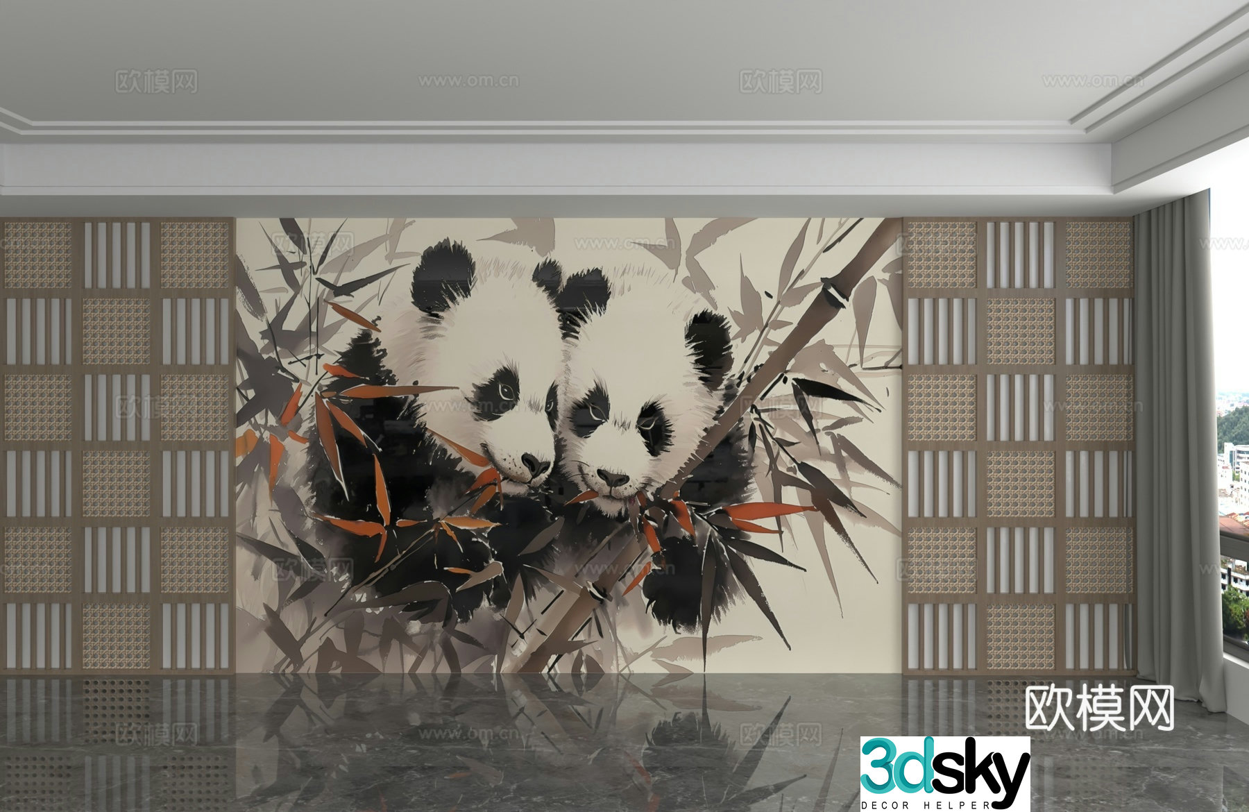 Modern background wall 3d model