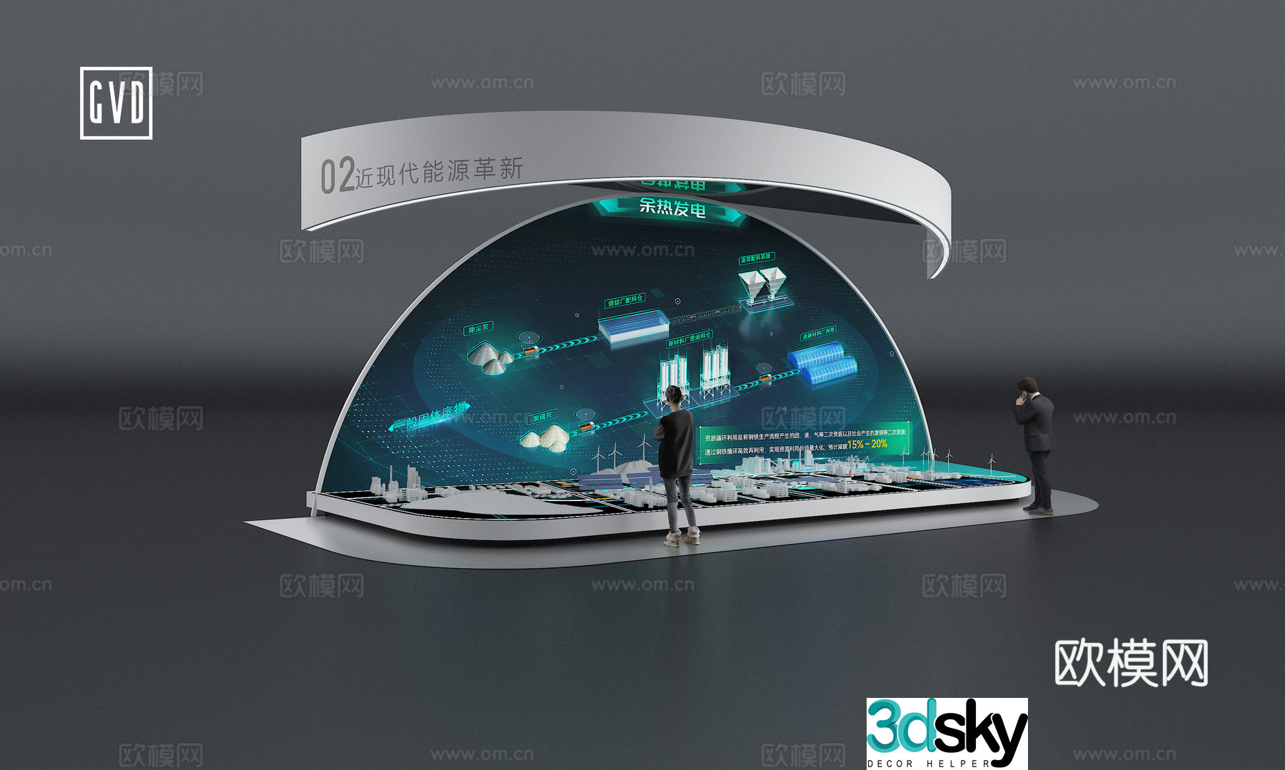 Modern Technology Exhibition Hall Digital Sand Table Semi-Circular LED Screen Electronic Sand Table Sand Table Linkage 3D Model