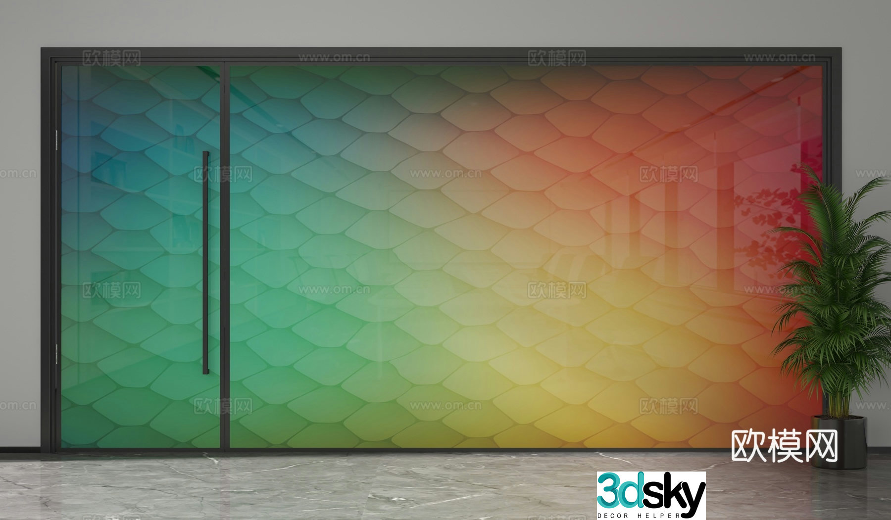 Modern glass partition 3d model