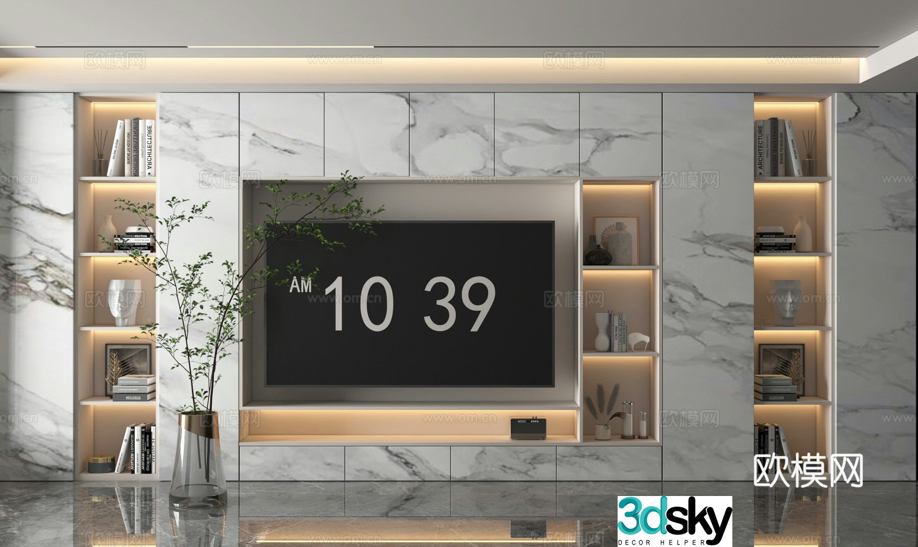 3d model of TV background wall