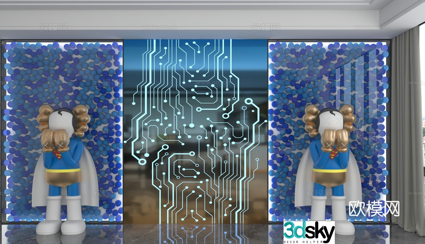 Modern background wall 3d model