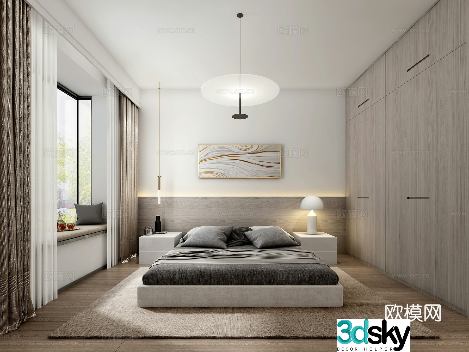 Modern master bedroom 3d model