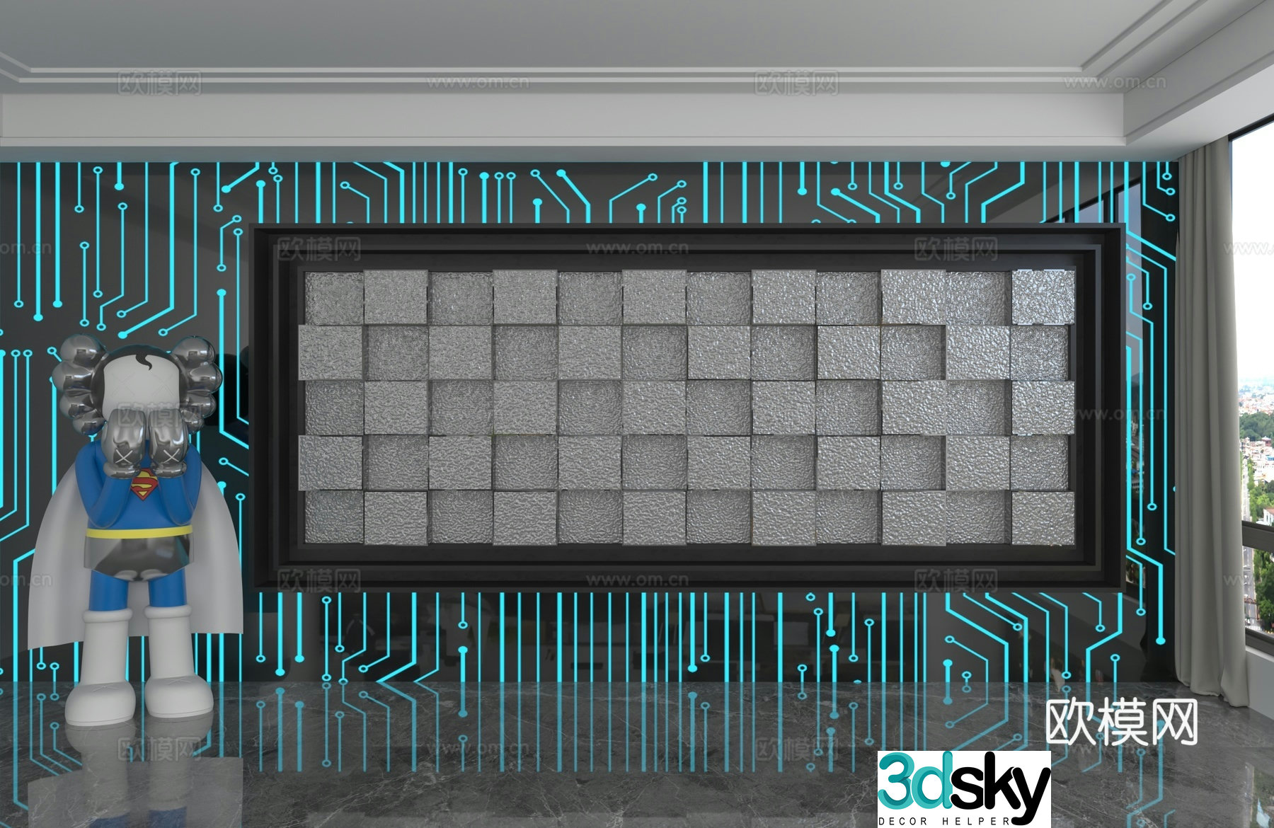 Modern background wall 3d model