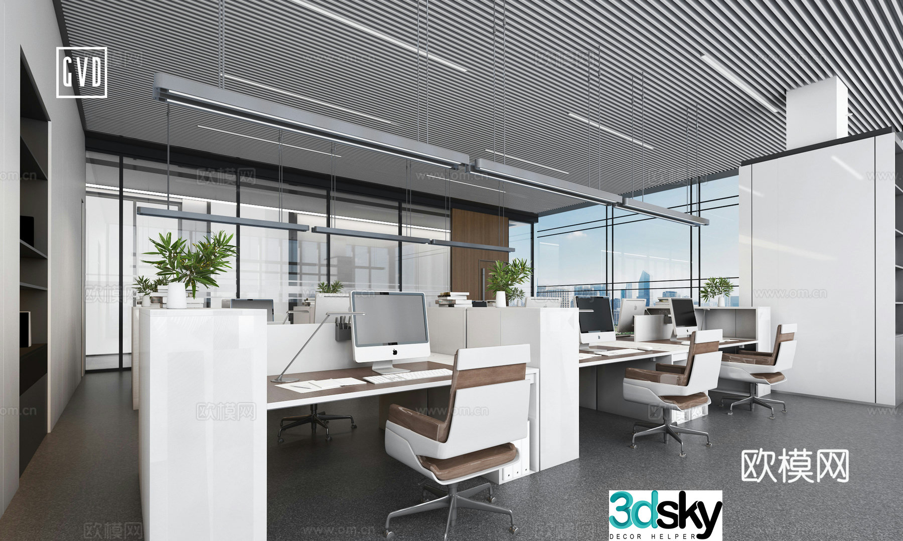 Modern office Simple office Fashion office Living area Custom office furniture White 3d model