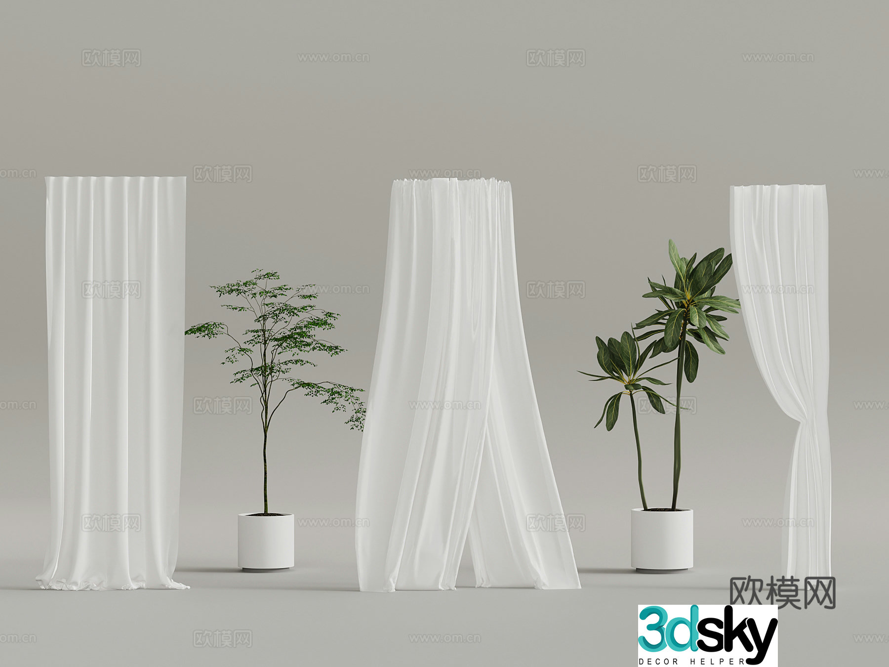 Modern curtain gauze curtain 3d model