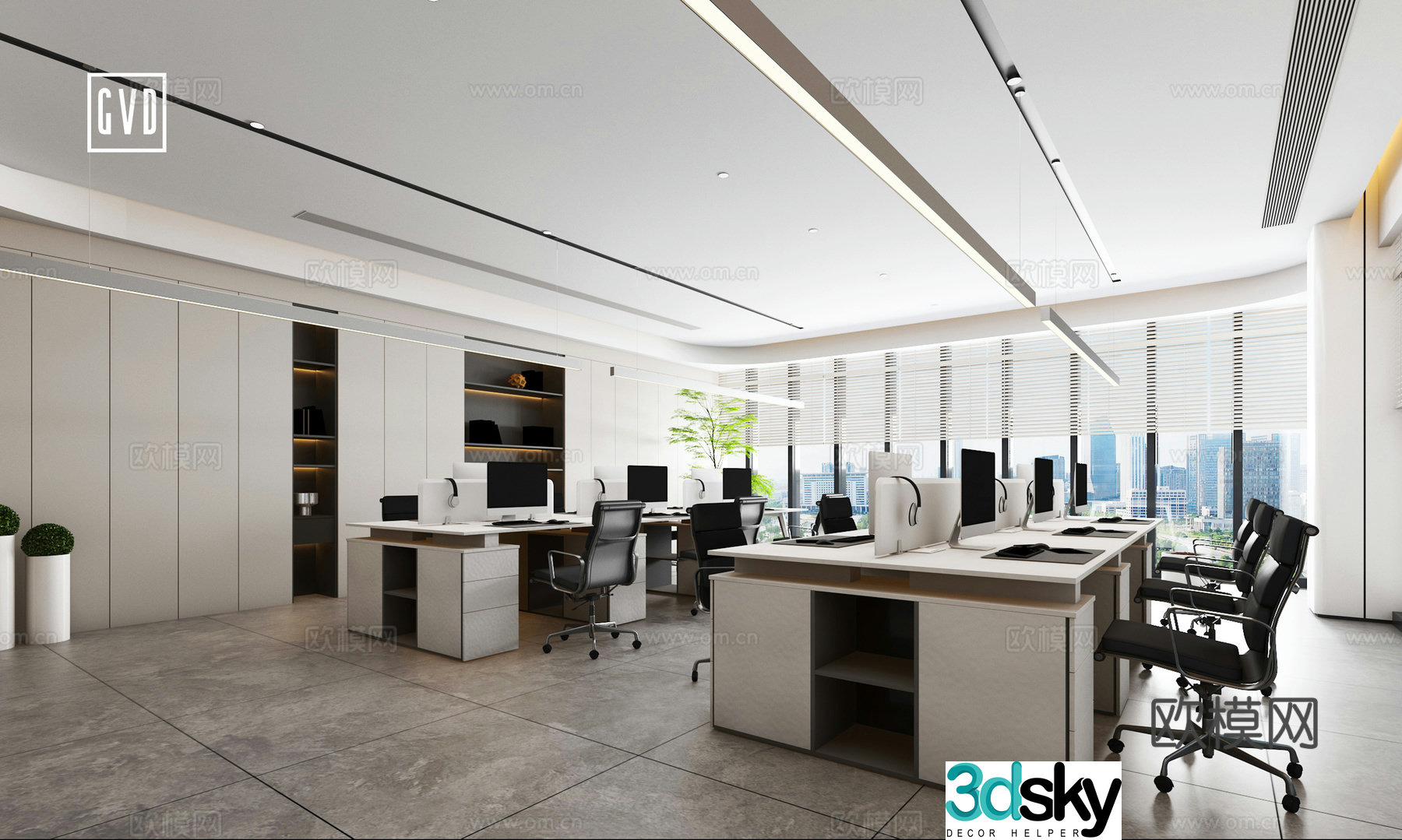 Modern office Simple office Fashion office Living area Custom office furniture White 3d model