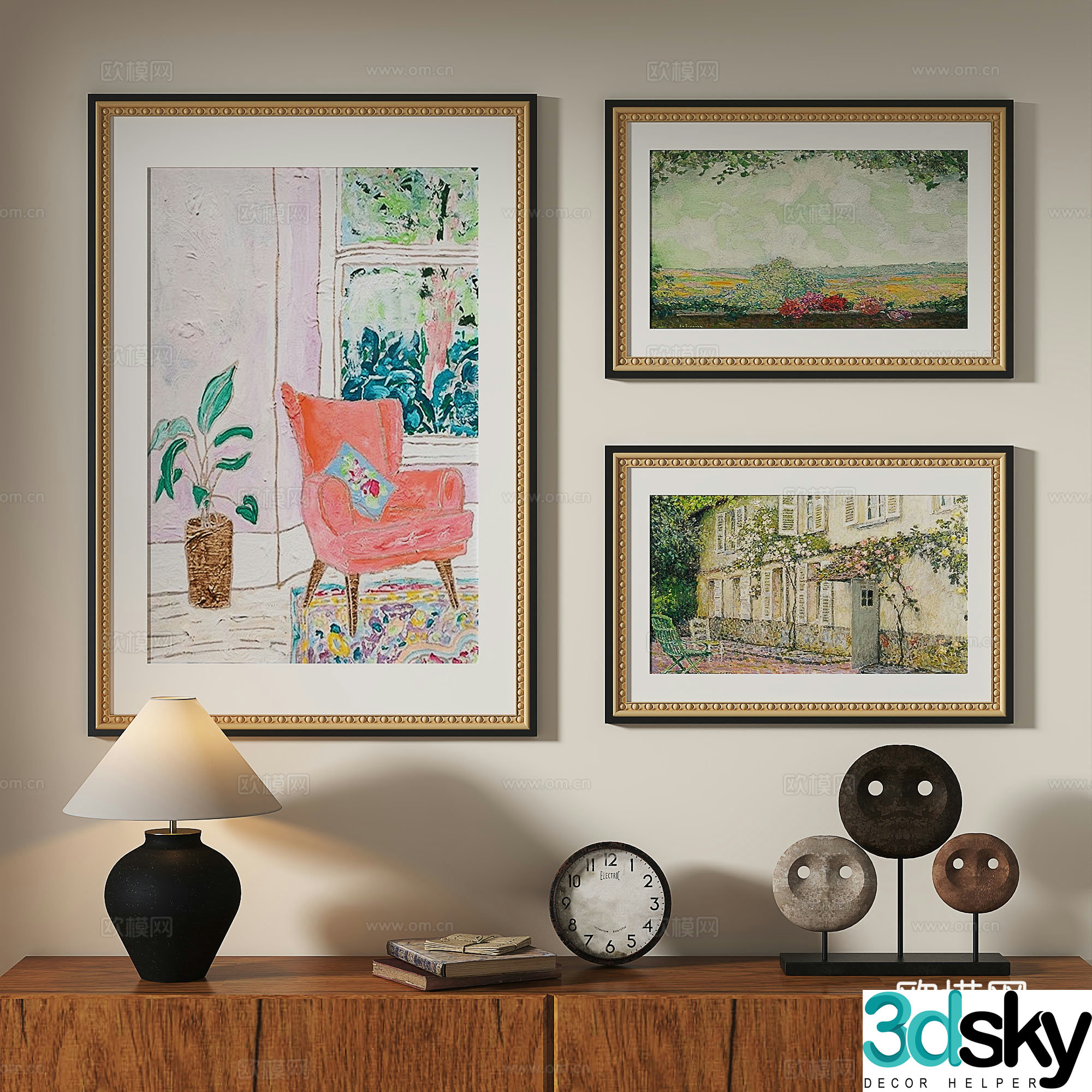 French retro oil painting modern European classical decorative painting 3d model