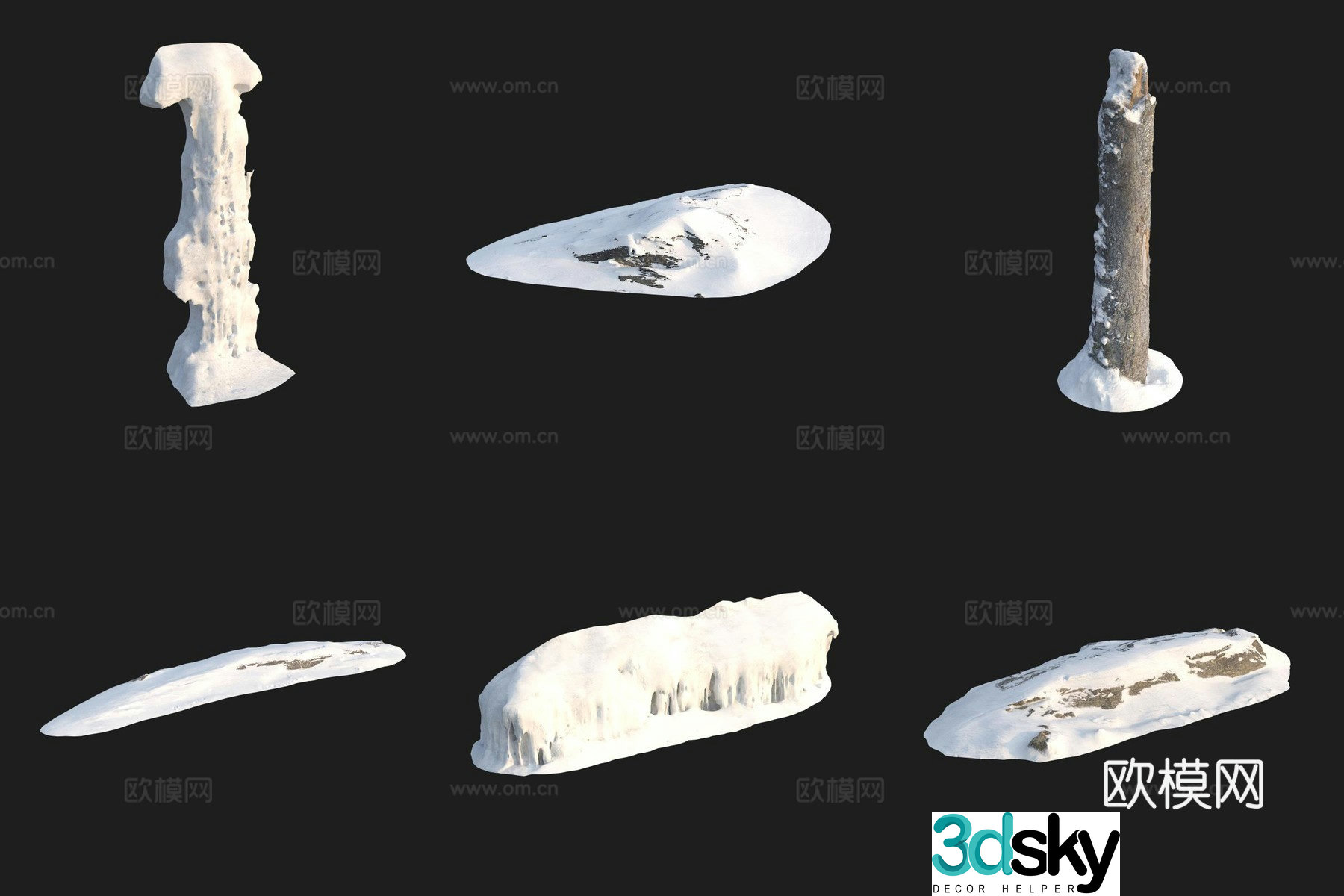 Snow piled up snow ice and snow 3d model