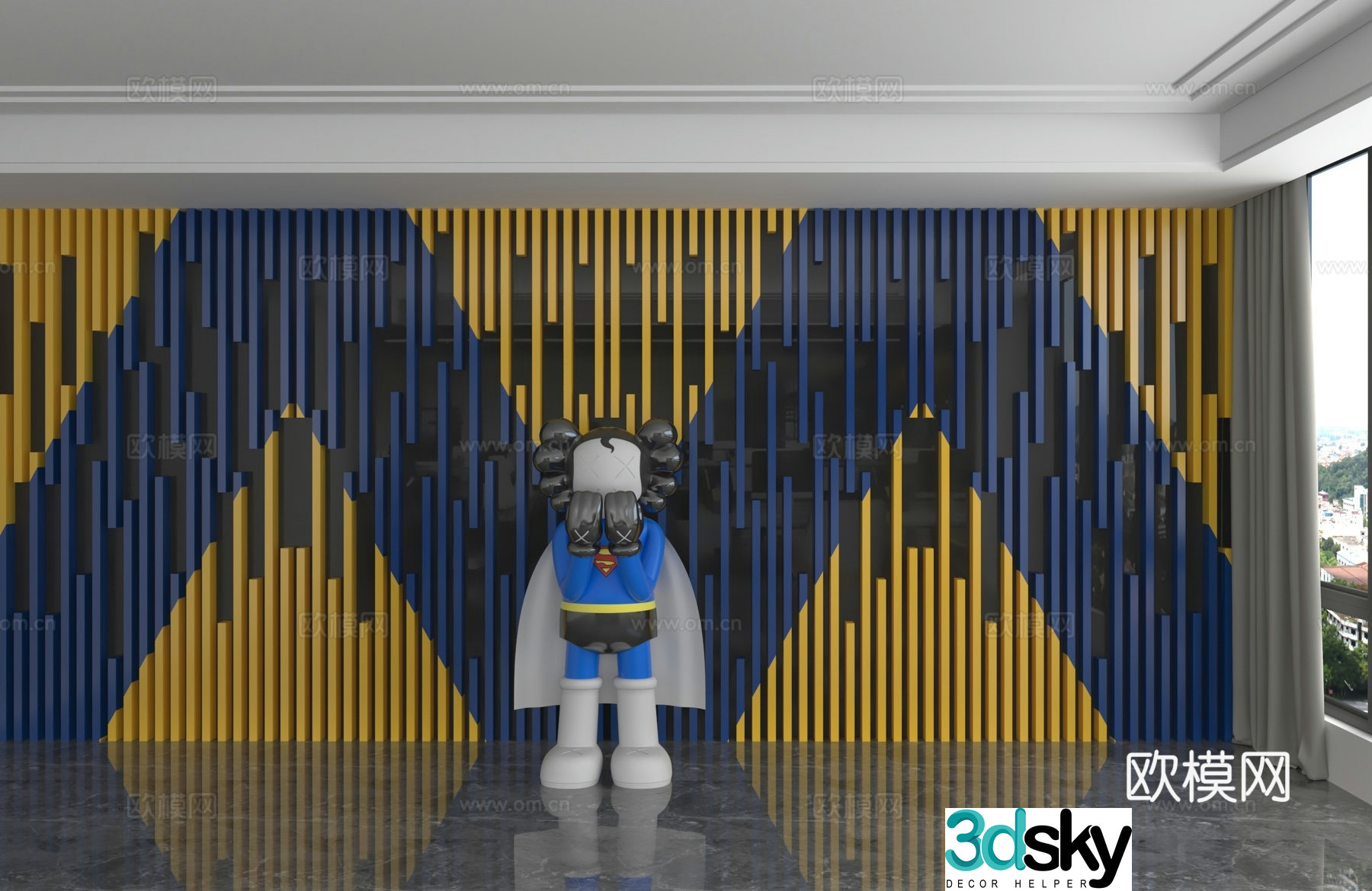 Modern background wall 3d model