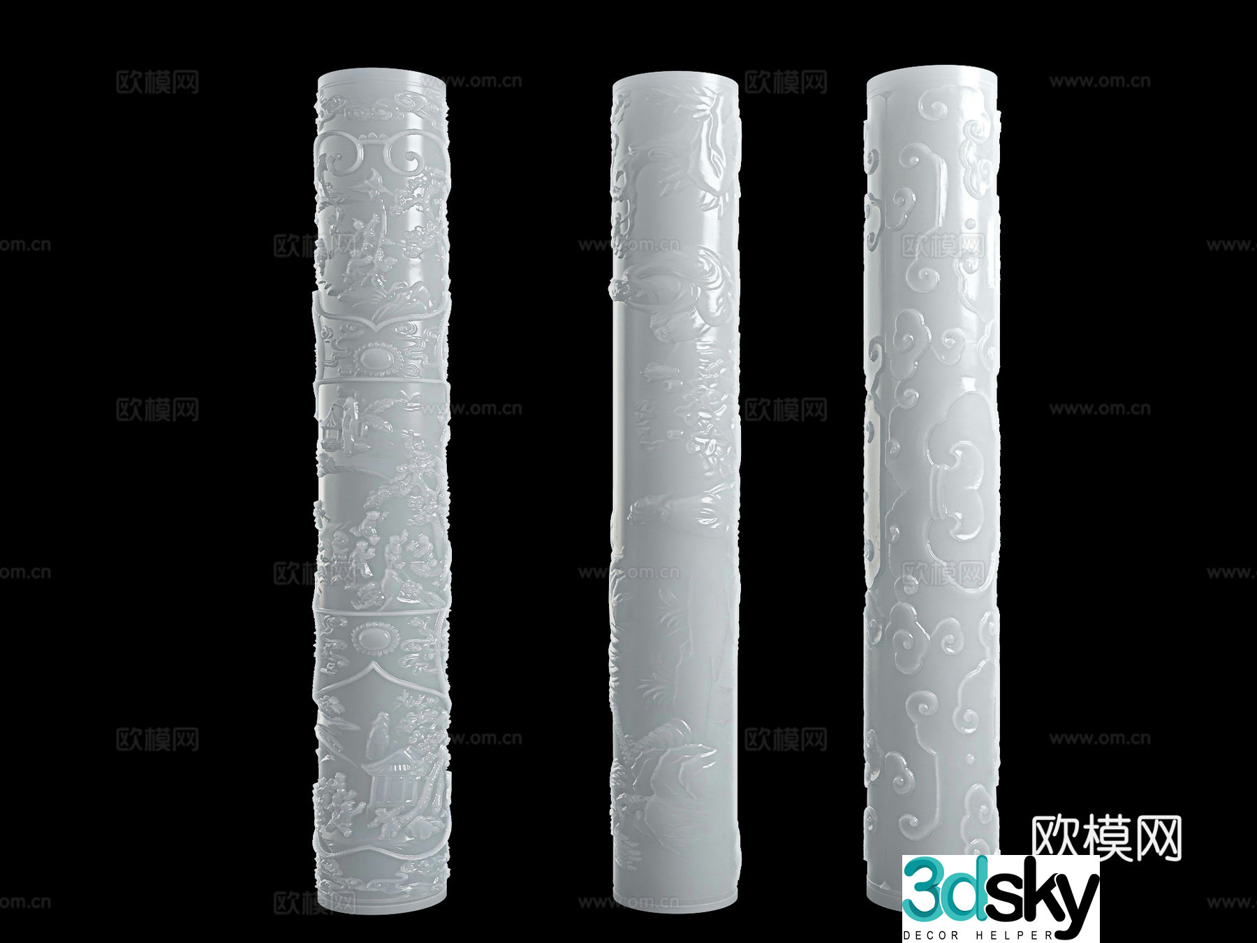Relief column dragon relief column circular relief column totem column jade relief column jade pillar medium 3D model