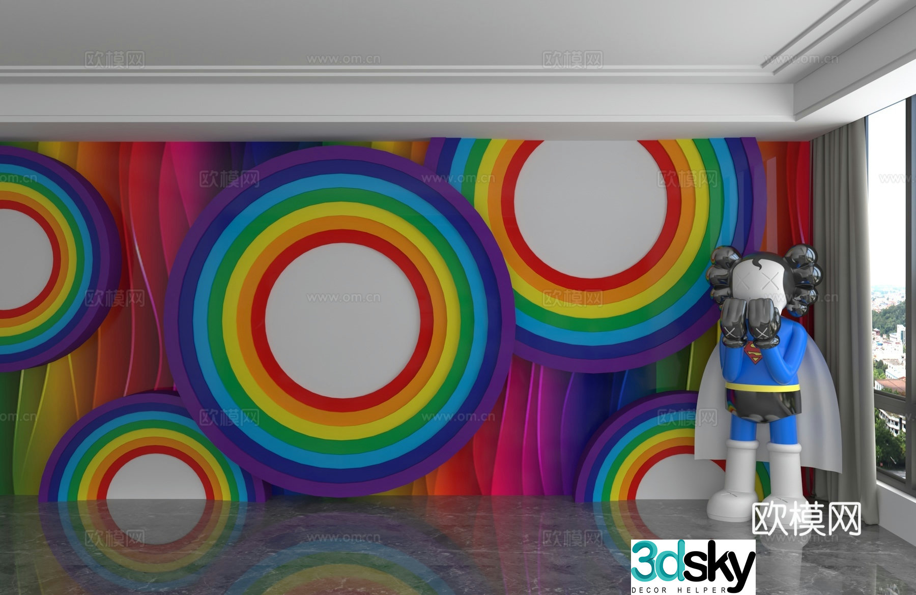 Modern background wall 3d model
