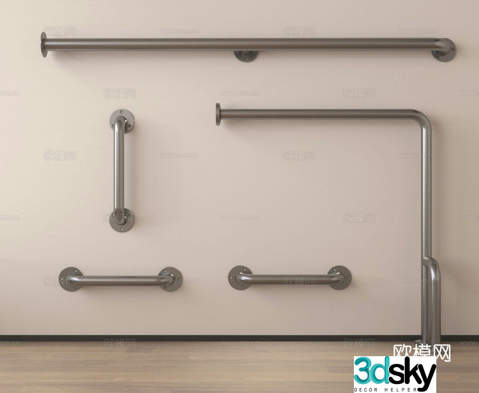 Accessible handrails bathroom auxiliary handrails elderly disabled handrails 3D model