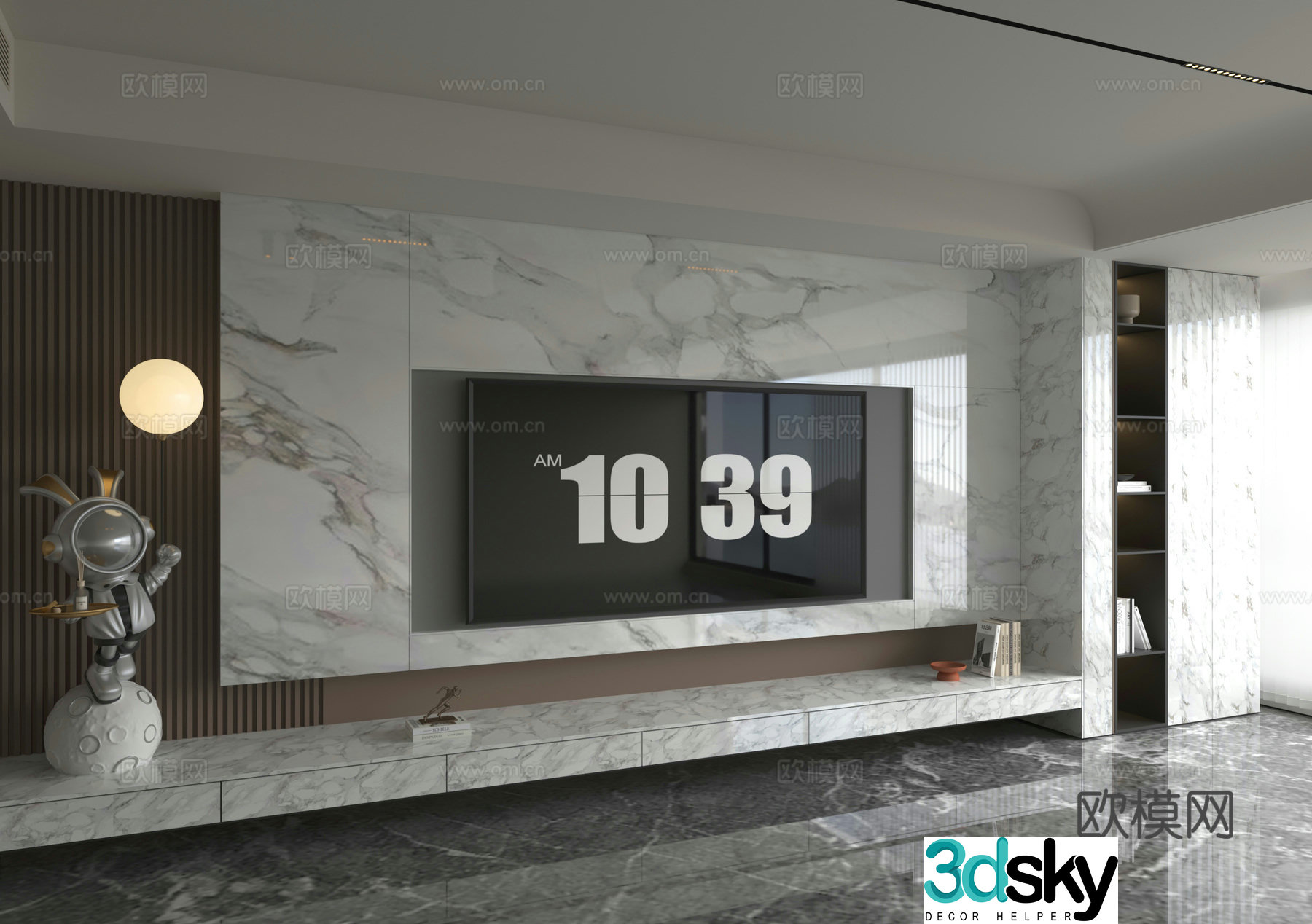 3d model of TV background wall