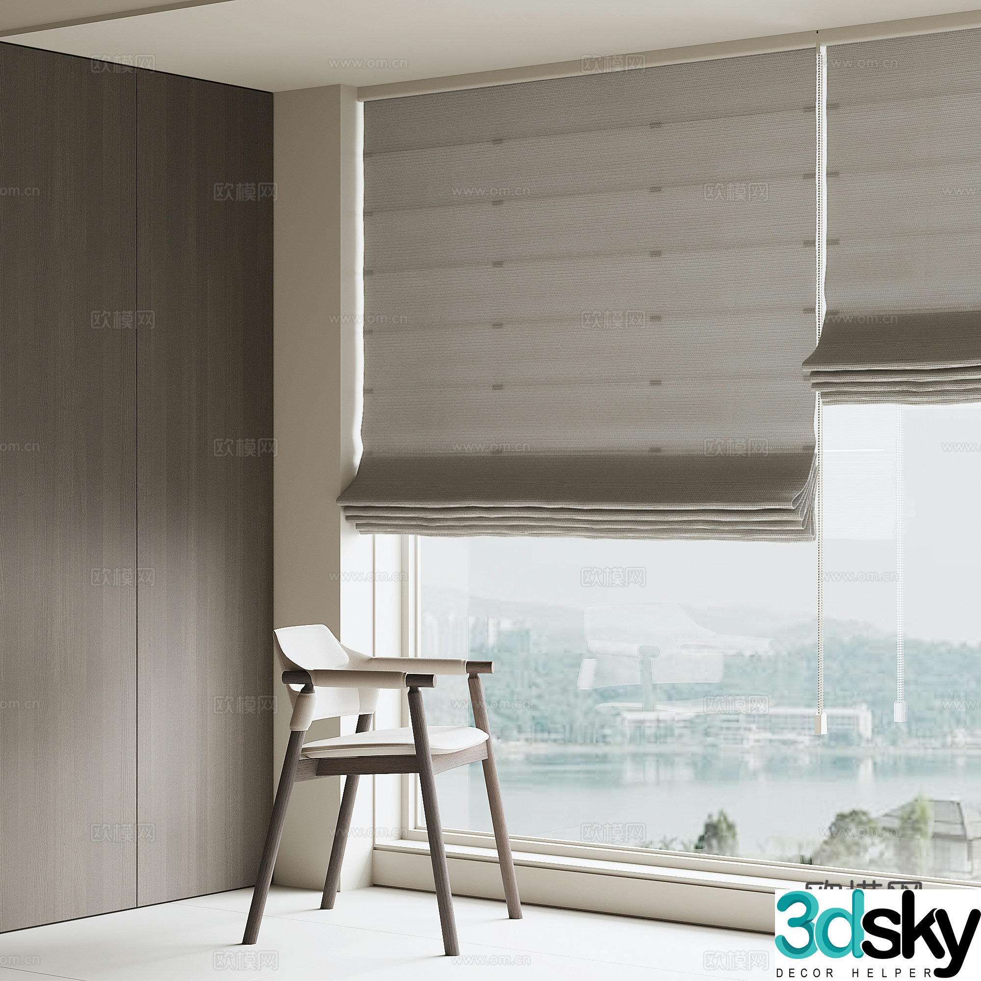 Modern fabric curtain 3d model