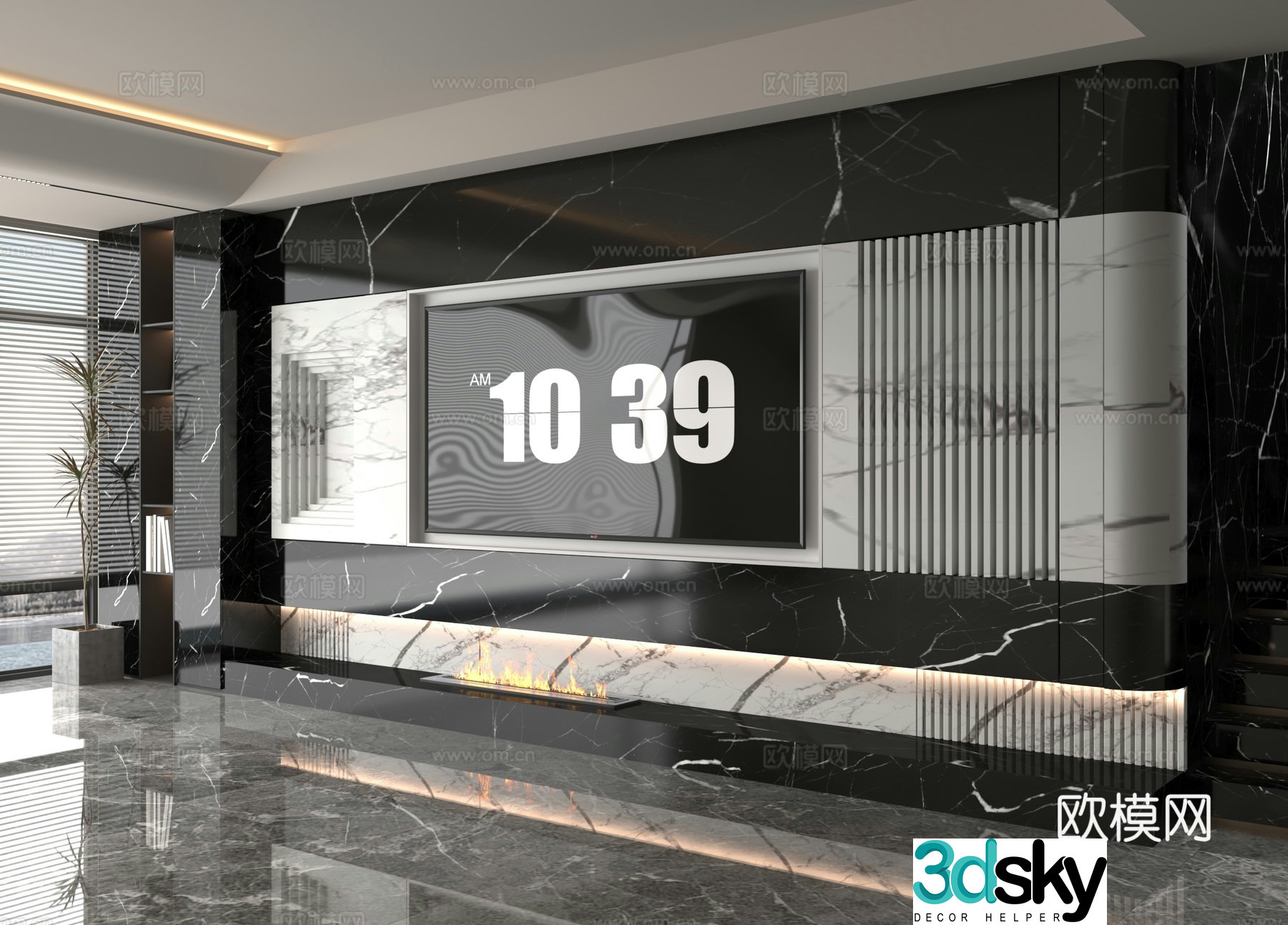 3d model of TV background wall