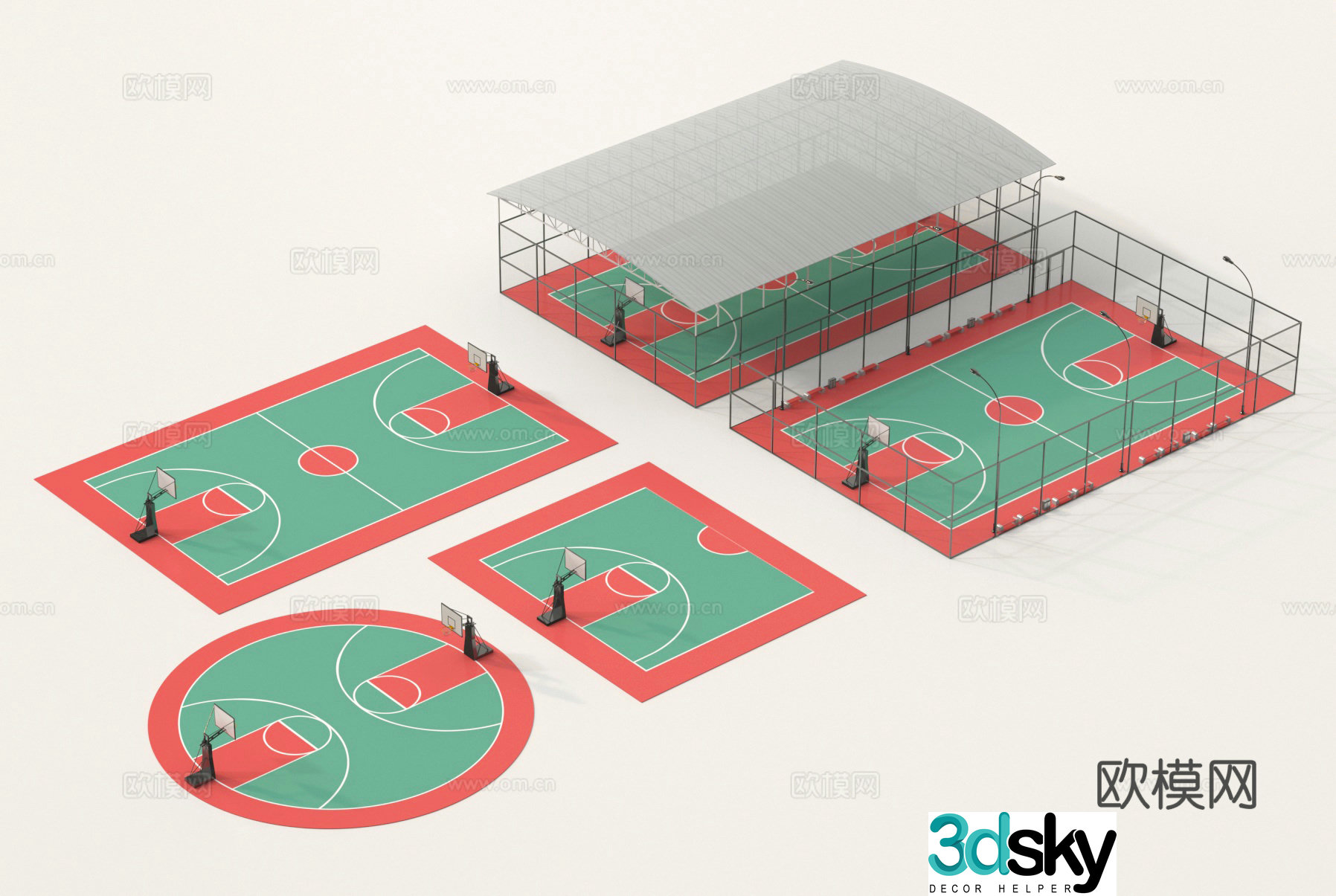 Outdoor basketball court 3d model