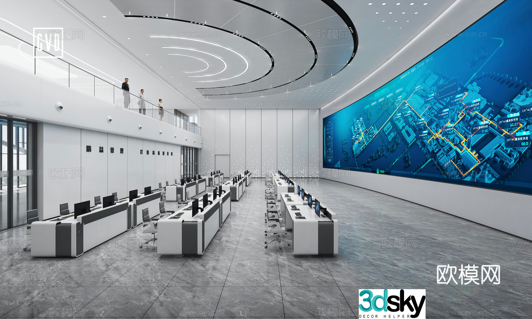 Modern Management and Control Center Management and Control Center Scheduling Center Command Center Data Center 3D Model in Monitoring