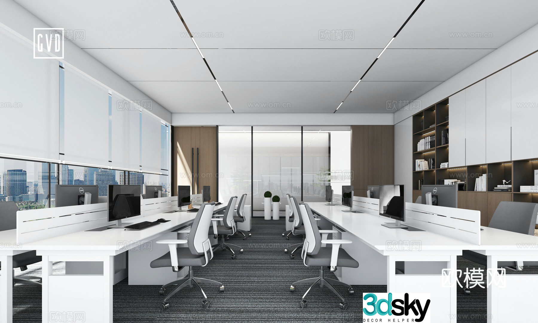 Modern office Simple office Fashion office Living area Custom office furniture Mi 3d model