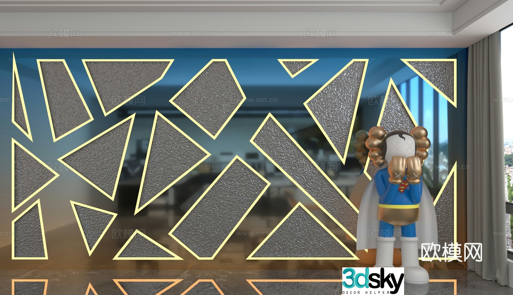 Modern background wall 3d model