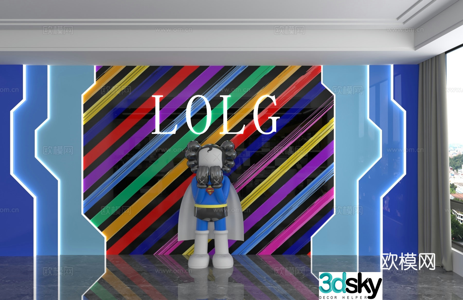Modern background wall 3d model