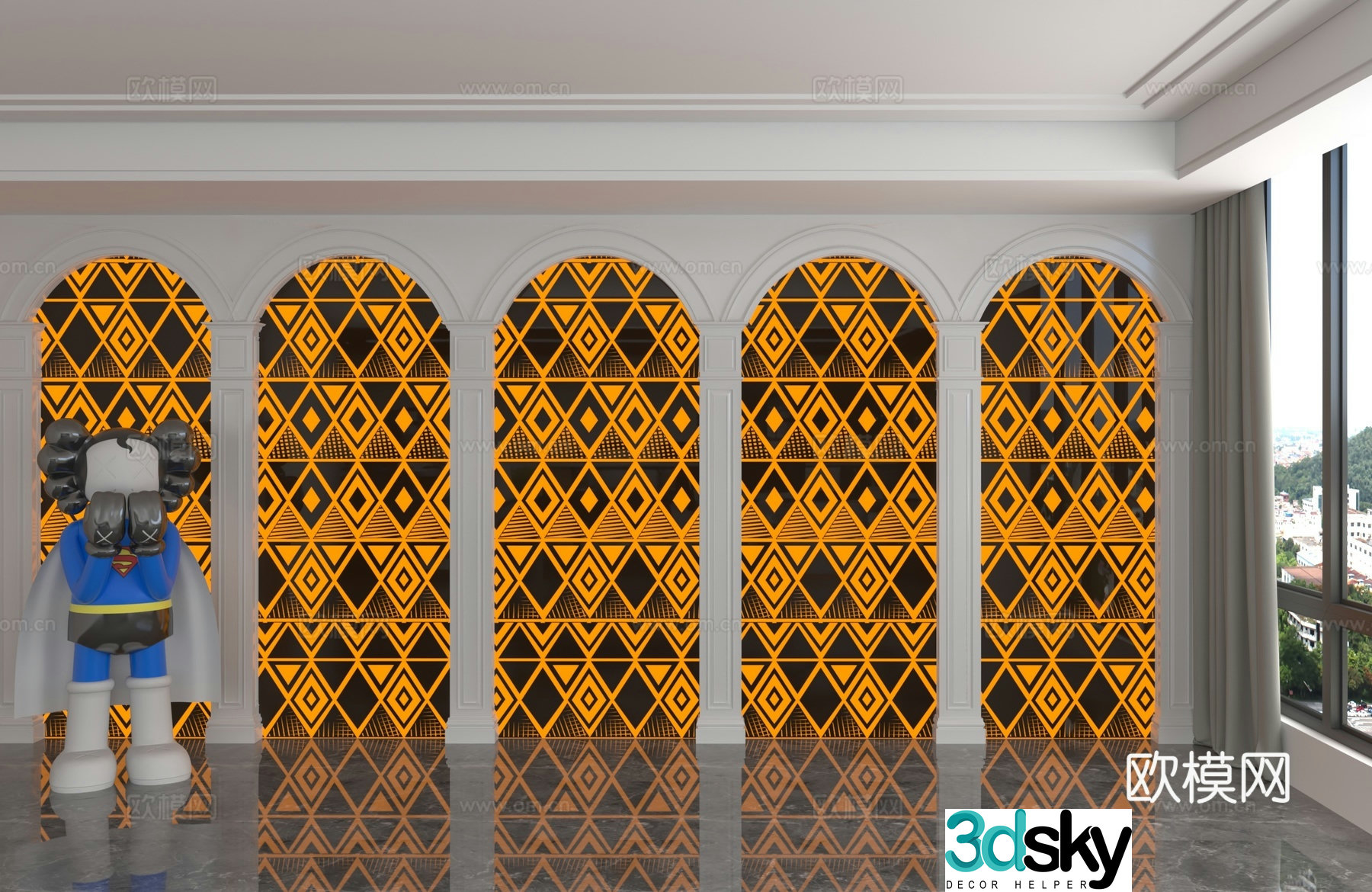 Modern background wall 3d model