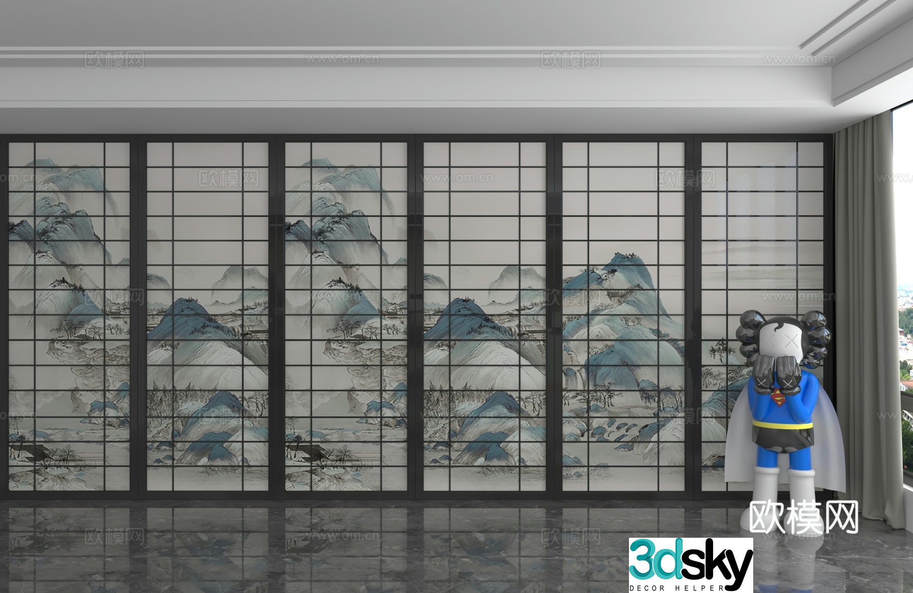 Modern background wall 3d model