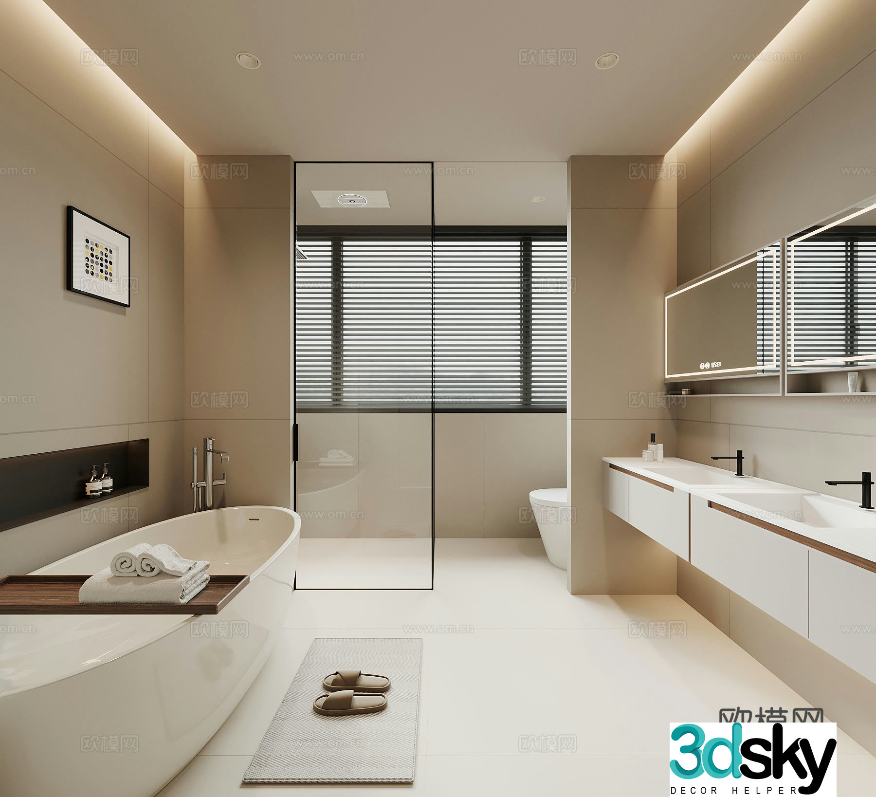 Modern bathroom Bathtub Bathroom Cabinet Bathroom 3D Model