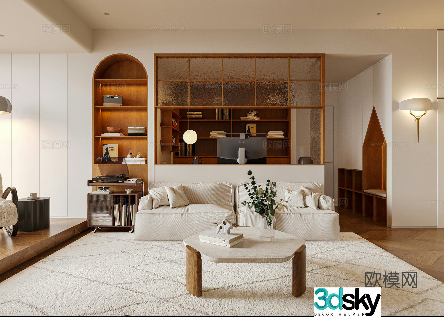 Retro living room study 3d model