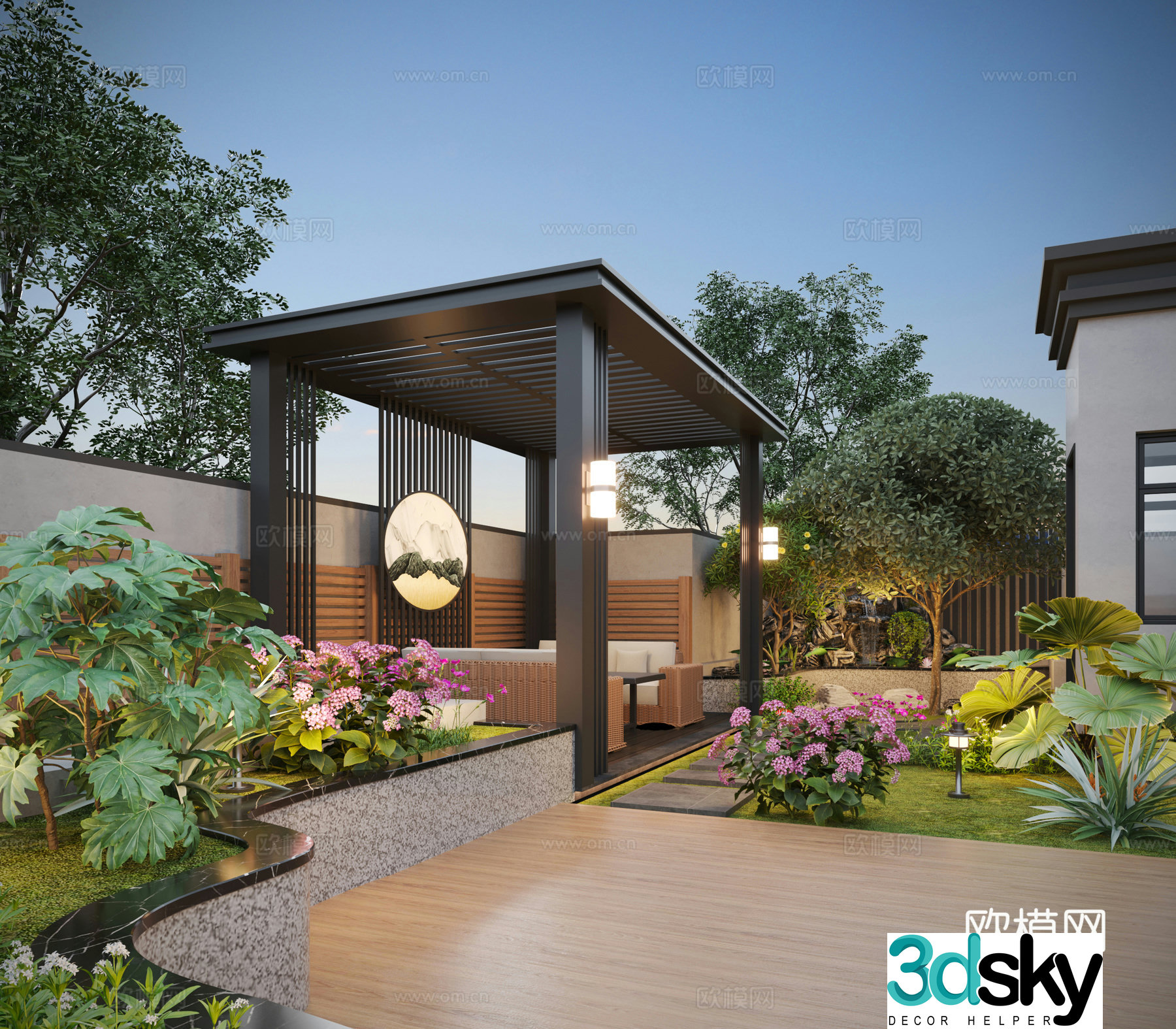 Modern garden landscape 3d model