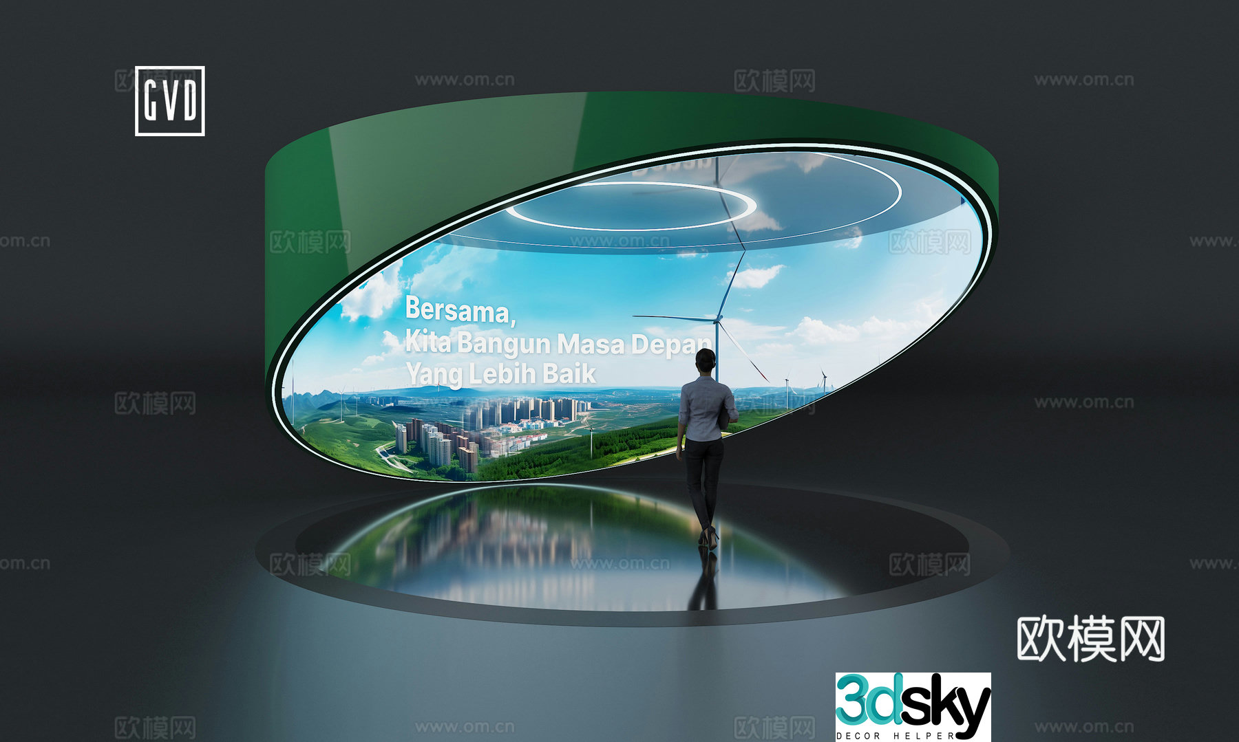 Immersive ring curtain Modern exhibition hall Exhibition hall Exhibition hall Pavilion display Projection ring curtain 360-degree ring curtain 3D model