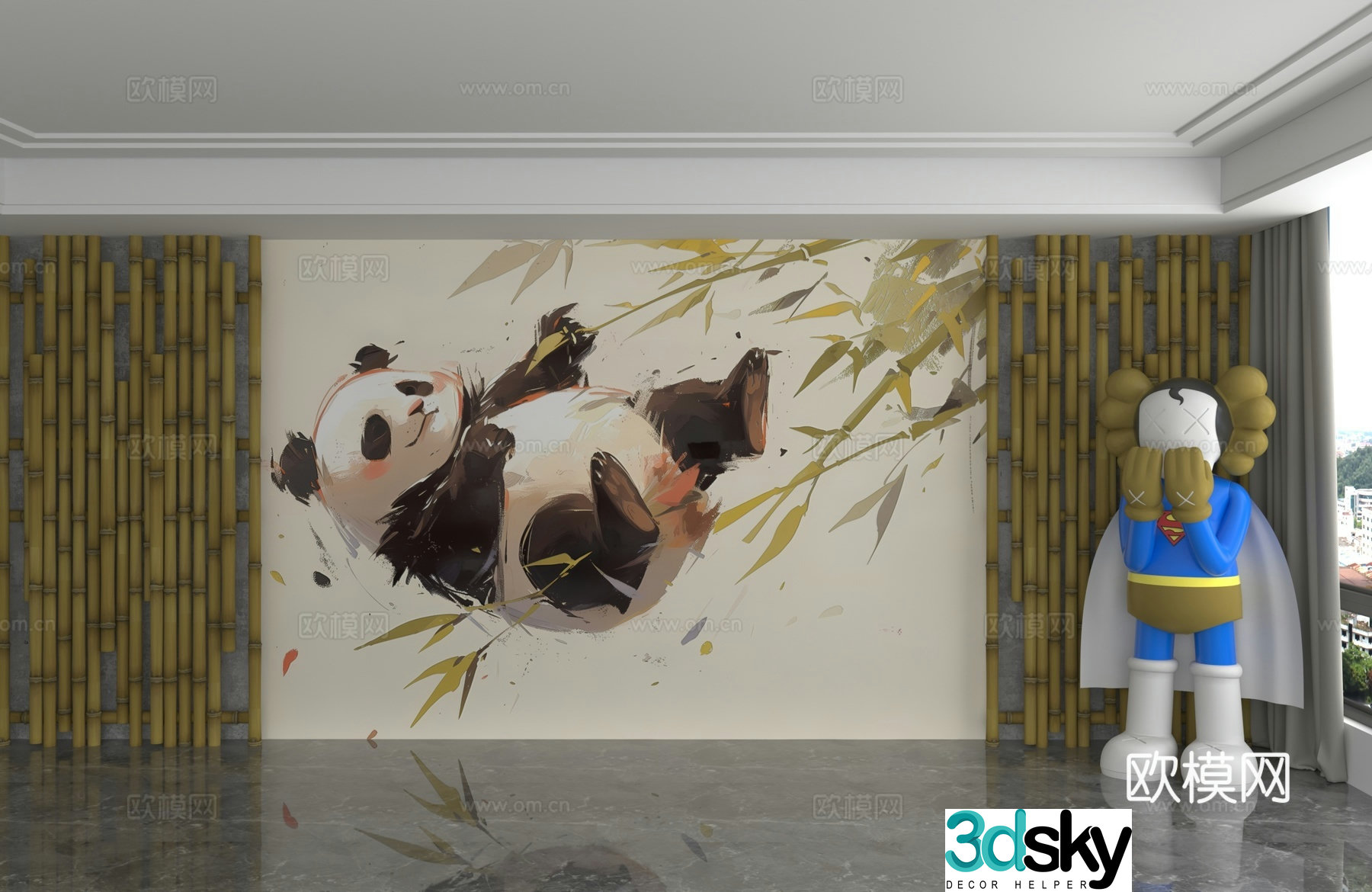 Modern background wall 3d model