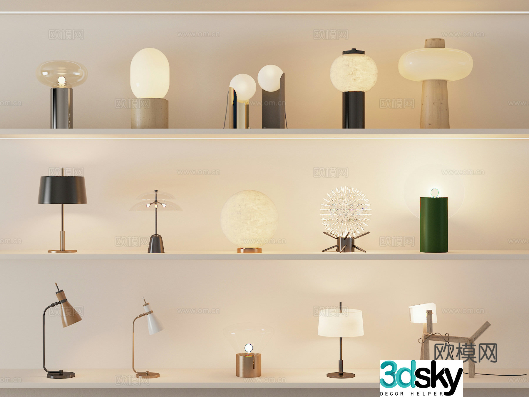 Modern desk lamp Art desk lamp Special-shaped desk lamp Glass desk lamp Metal desk lamp 3D model