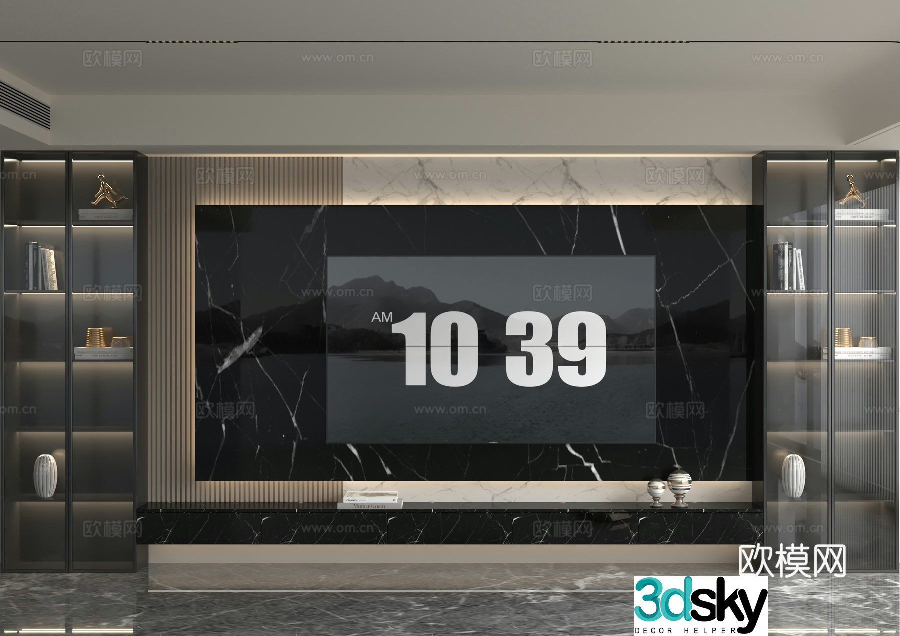 3d model of TV background wall