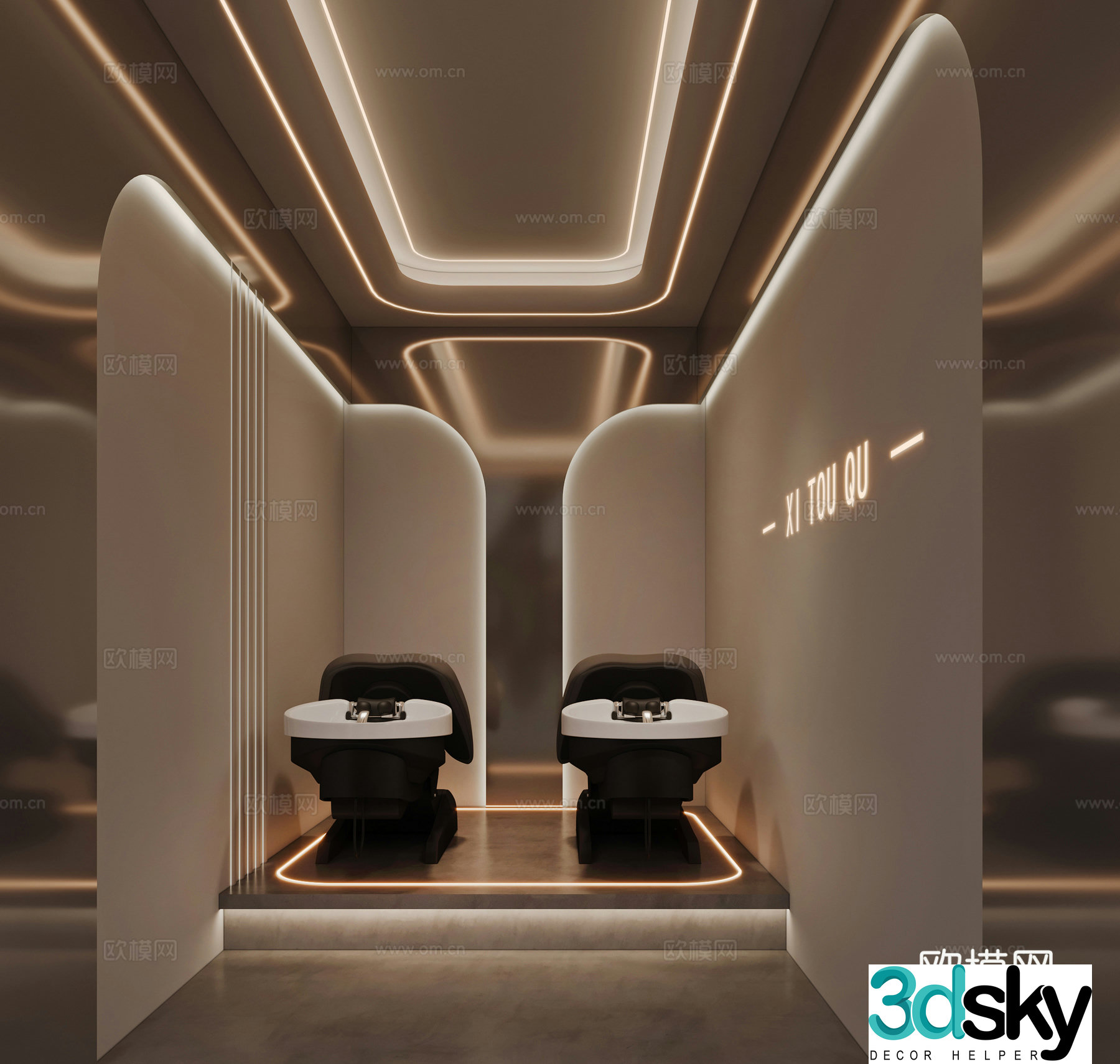 Modern barber shop 3d model