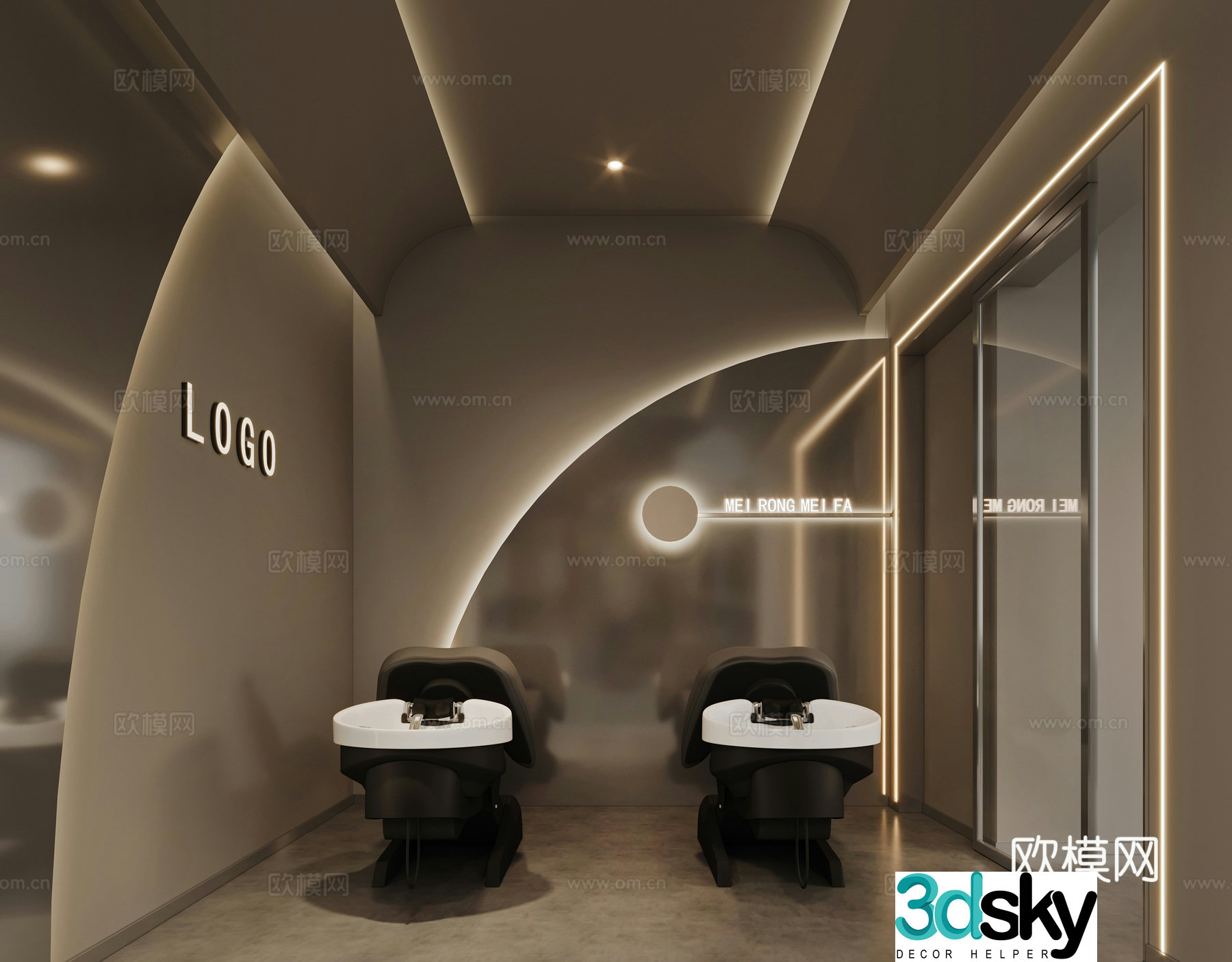 Modern barber shop 3d model