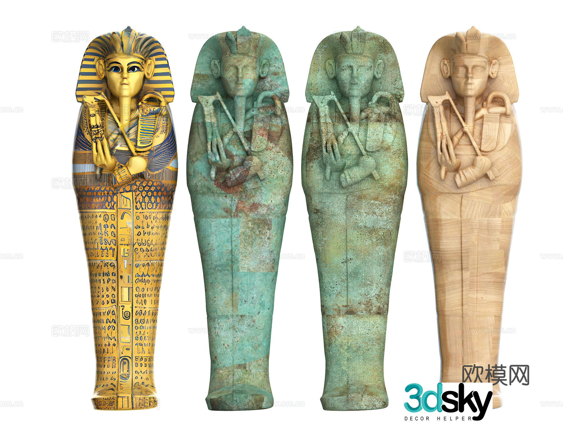 Egypt Egyptian elements pharaoh mummy element style statue sculpture Egyptian styling 3d model