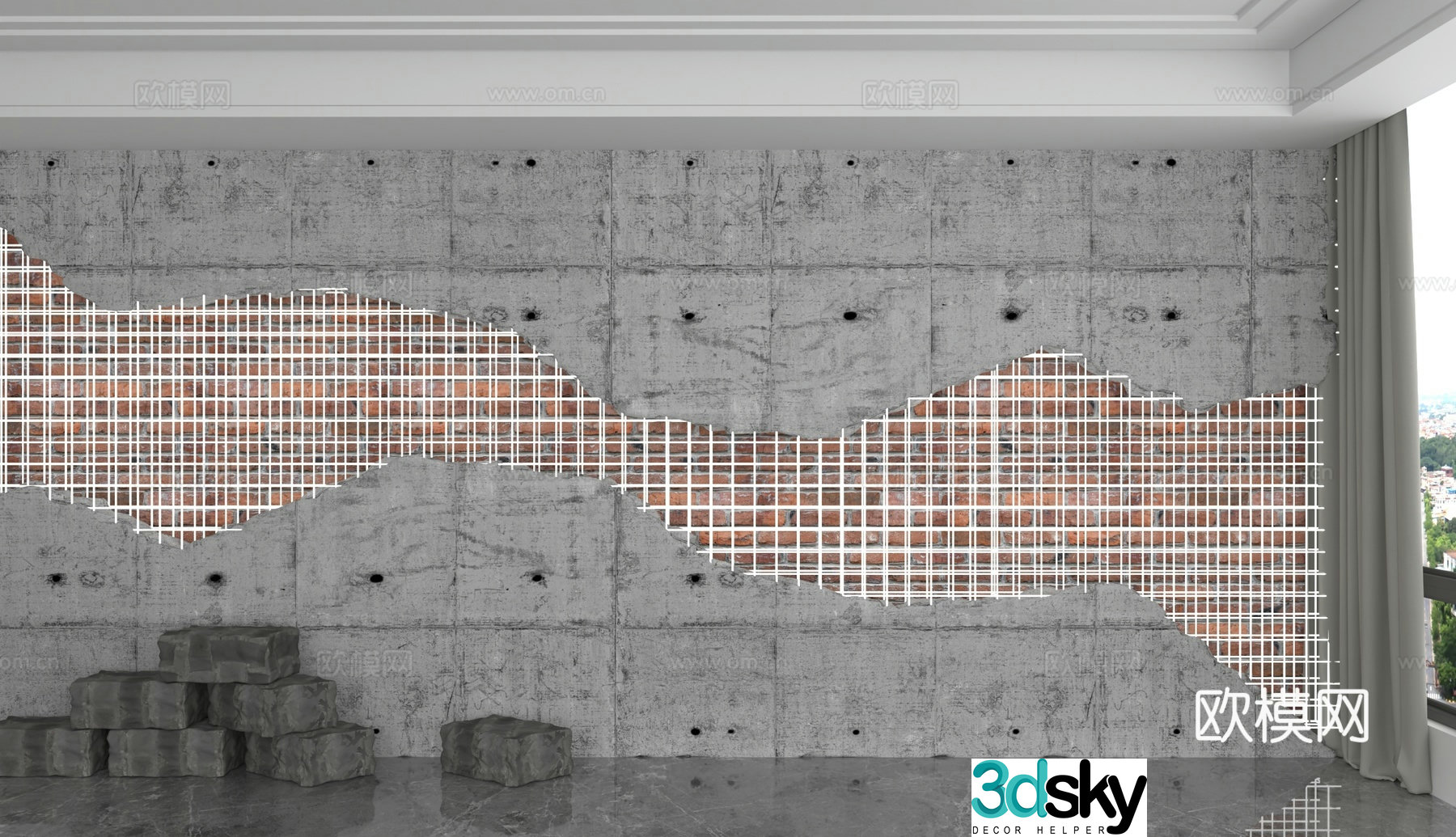 Modern background wall 3d model