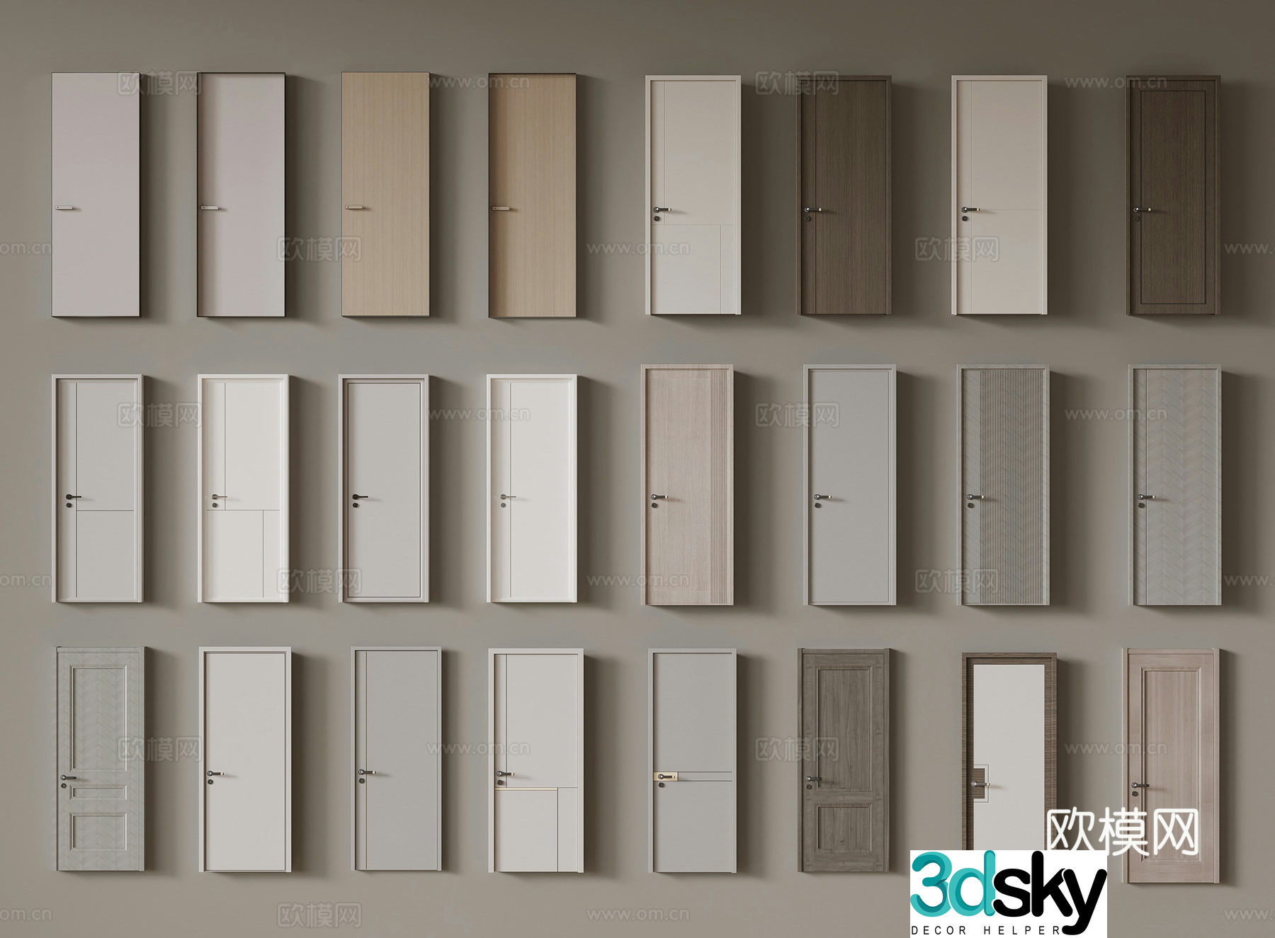 Modern Door Single Open Door 3D Model